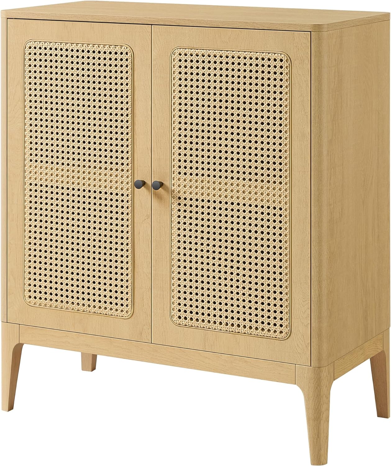 VASAGLE by SONGMICS Home Rattan Sideboard Buffet Storage Cabinet - Kitchen Cupboard Server Console Table with Adjustable Shelves, 15.7 x 31.5 x 35.4 Inches for Entryway, Living Room, Natural