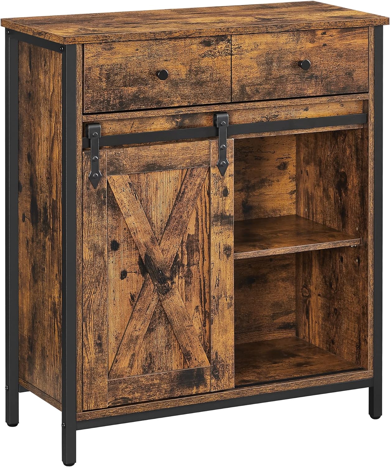 VASAGLE Buffet Cabinet, Floor Sideboard Cupboard Storage Organizer with 1 Drawer and Sliding Barn Door for Living Room Bathroom Hallway