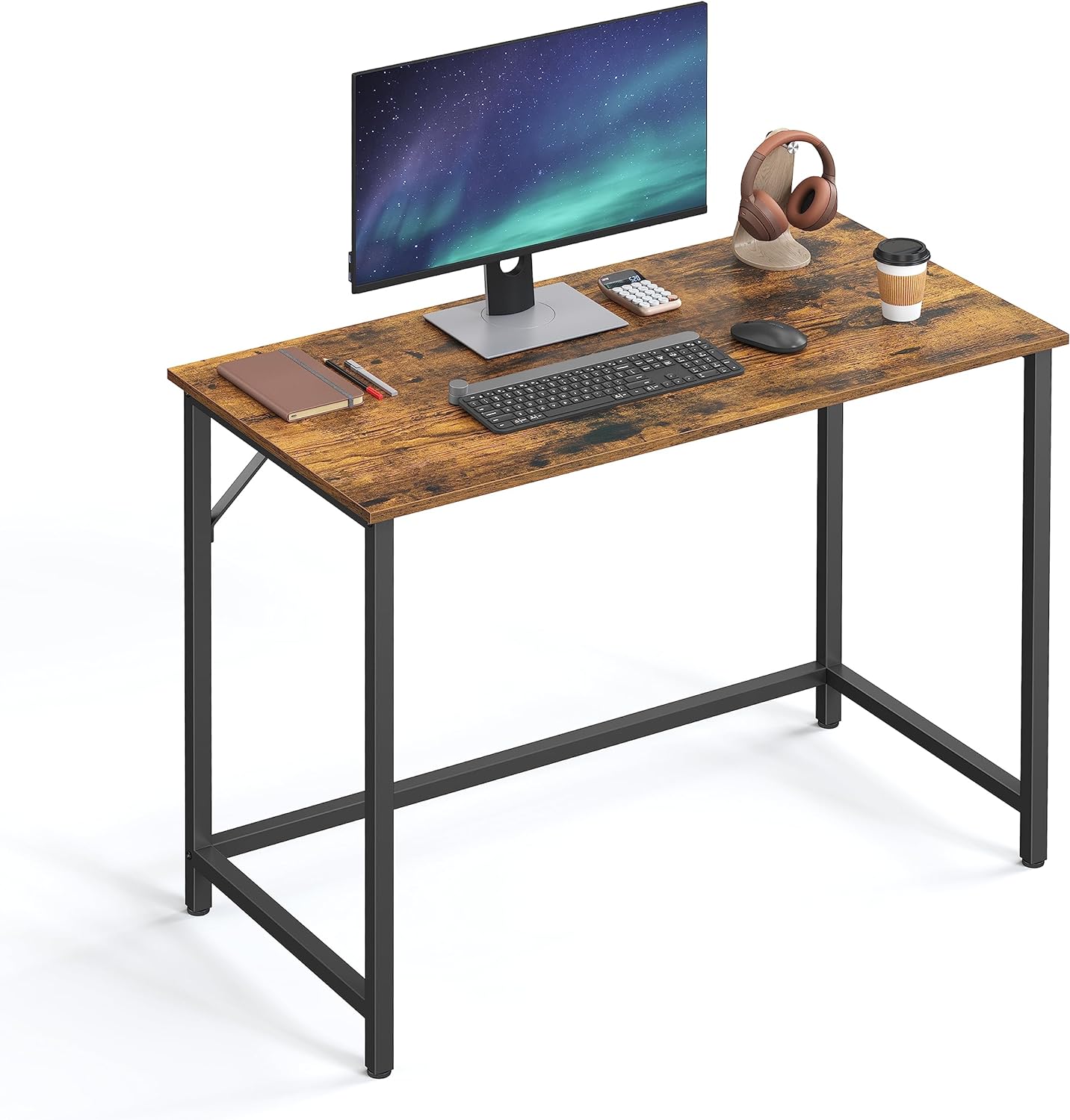 VASAGLE Computer Desk, Gaming Desk, Home Office Desk, for Small Spaces, 19.7 x 31.5 x 29.5 Inches, Industrial Style, Metal Frame, Rustic Brown and Black ULWD038B01