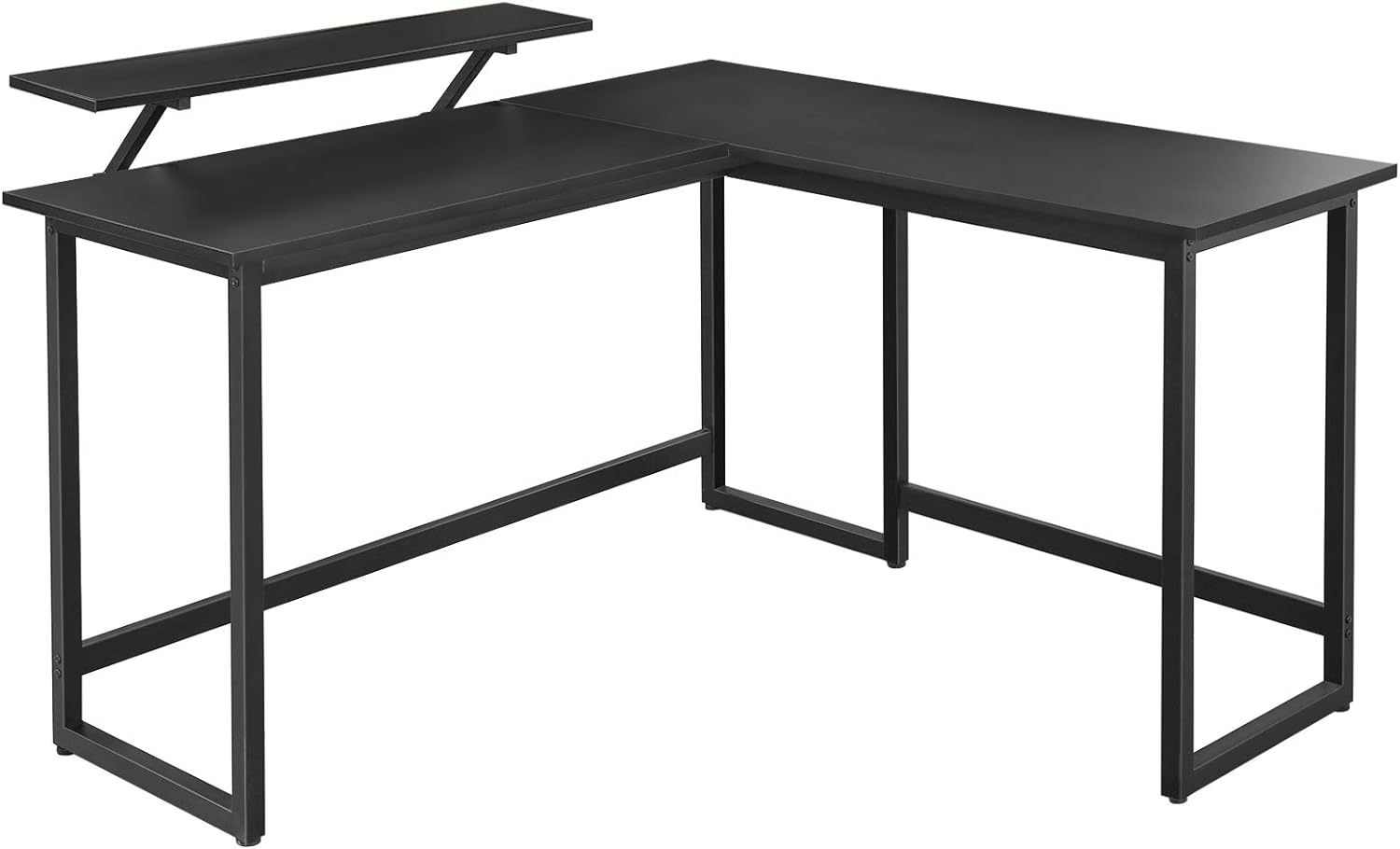 VASAGLE L-Shaped Computer Desk, Industrial Workstation for Home Office Study Writing and Gaming, Space-Saving, Easy Assembly, 55.1D x 51.2W, Black