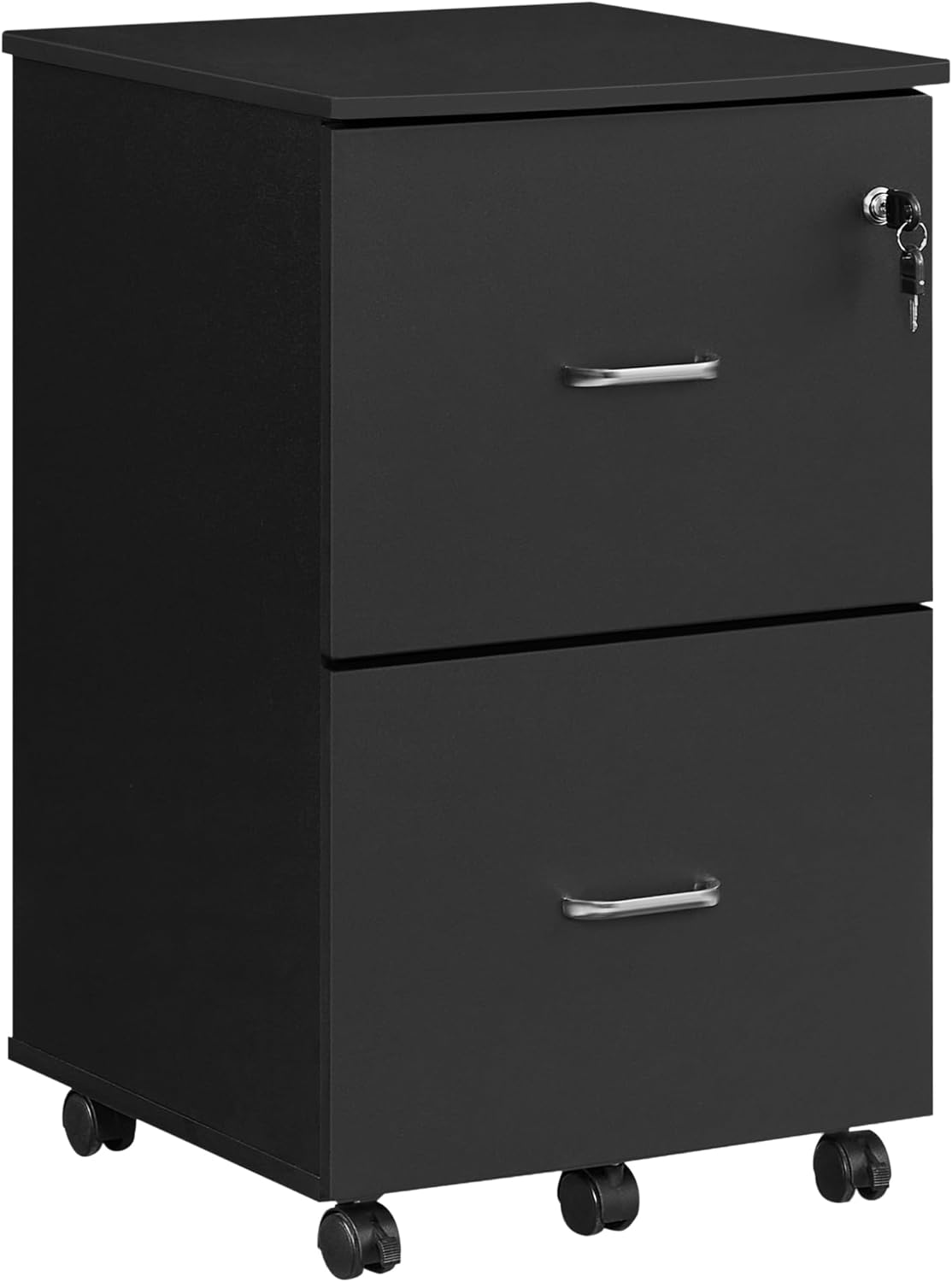 VASAGLE 2-Drawer File Cabinet, Locking Filing Cabinet for Home Office, Small Rolling File Cabinet, Printer Stand, for A4, Letter-Size Files, Hanging File Folders, Modern, Black ULCD027T16V2