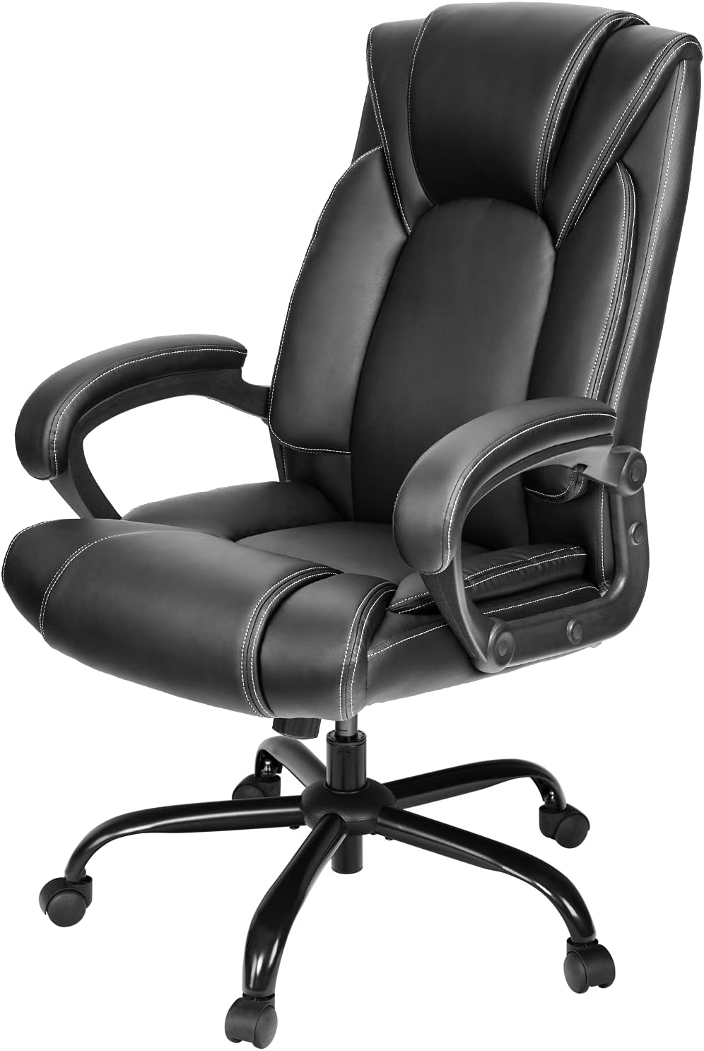 OUTFINE Office Chair Executive Office Chair Desk Chair Computer Chair with Ergonomic Support Tilting Function Upholstered in Bonded Leather Black