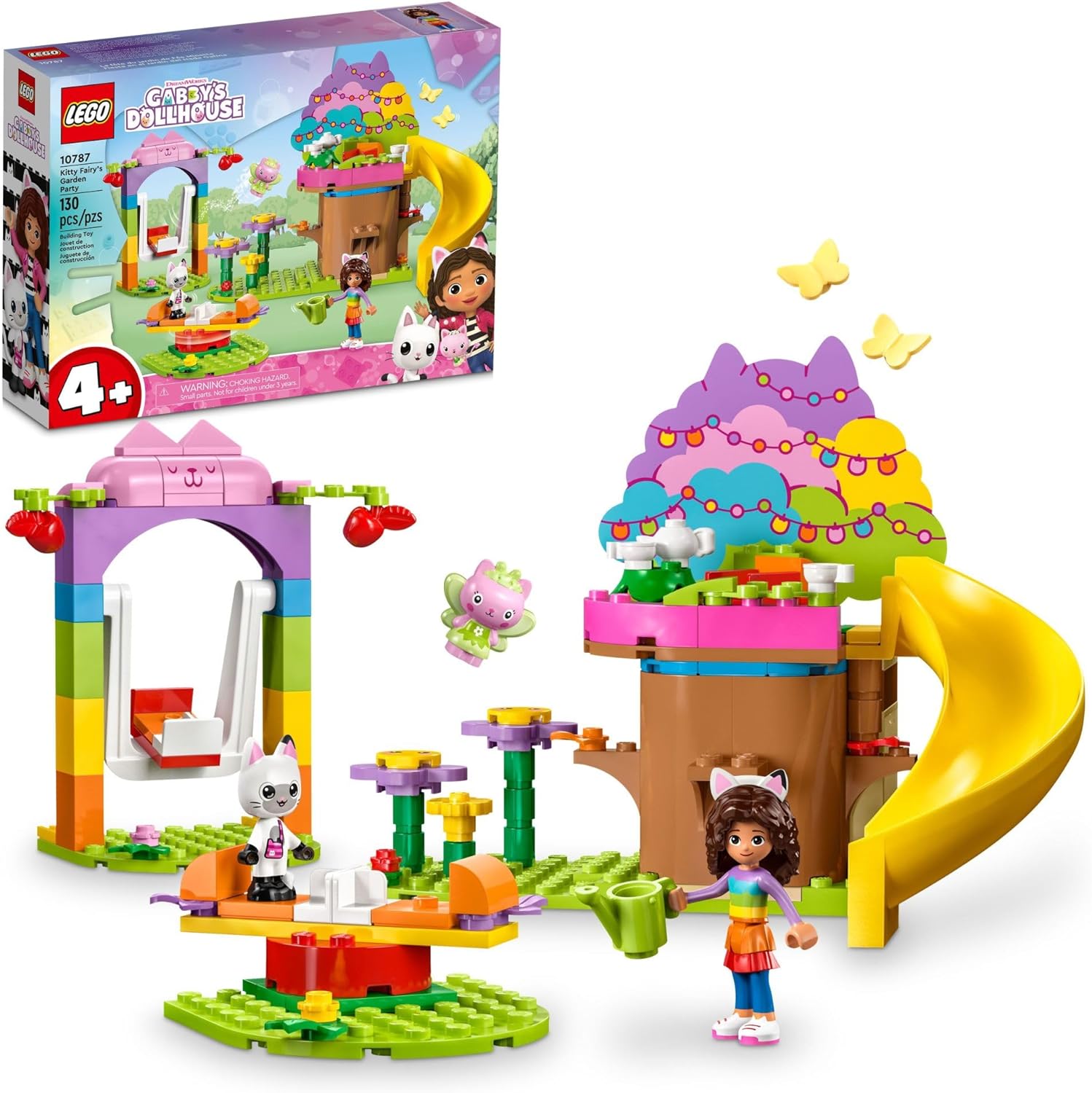 LEGO Gabby' Dollhouse Kitty Fairys Garden Party 10787 Building Toy with Tree House, Swing, Slide, and Merry-Go-Round, Includes Gabby and Pandy Paws, Birthday Gift, Sensory Toy for Kids Ages 4 and up