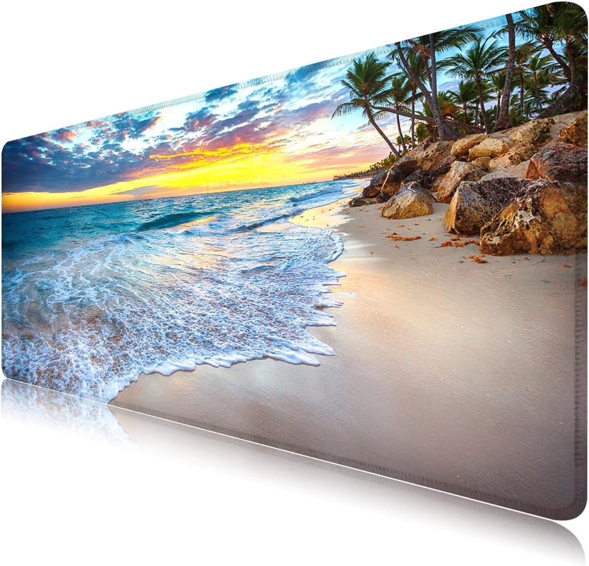 Mouse Pad Large Extended Keyboard Mouse Pad Beach Ocean 35.5x15.8 inch Gaming Mouse Pad, XXL Mouse Pad Mouse Pad for Work and Gaming Oversized Mouse Pad