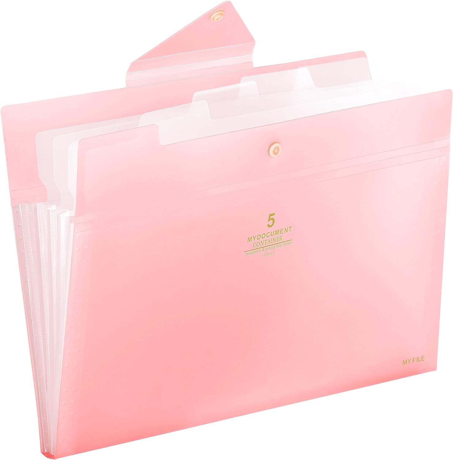 SKYDUE Accordion File Organizer, File Folders with 5 Pockets, Portable Document Organizer, Pink School Office Supplies