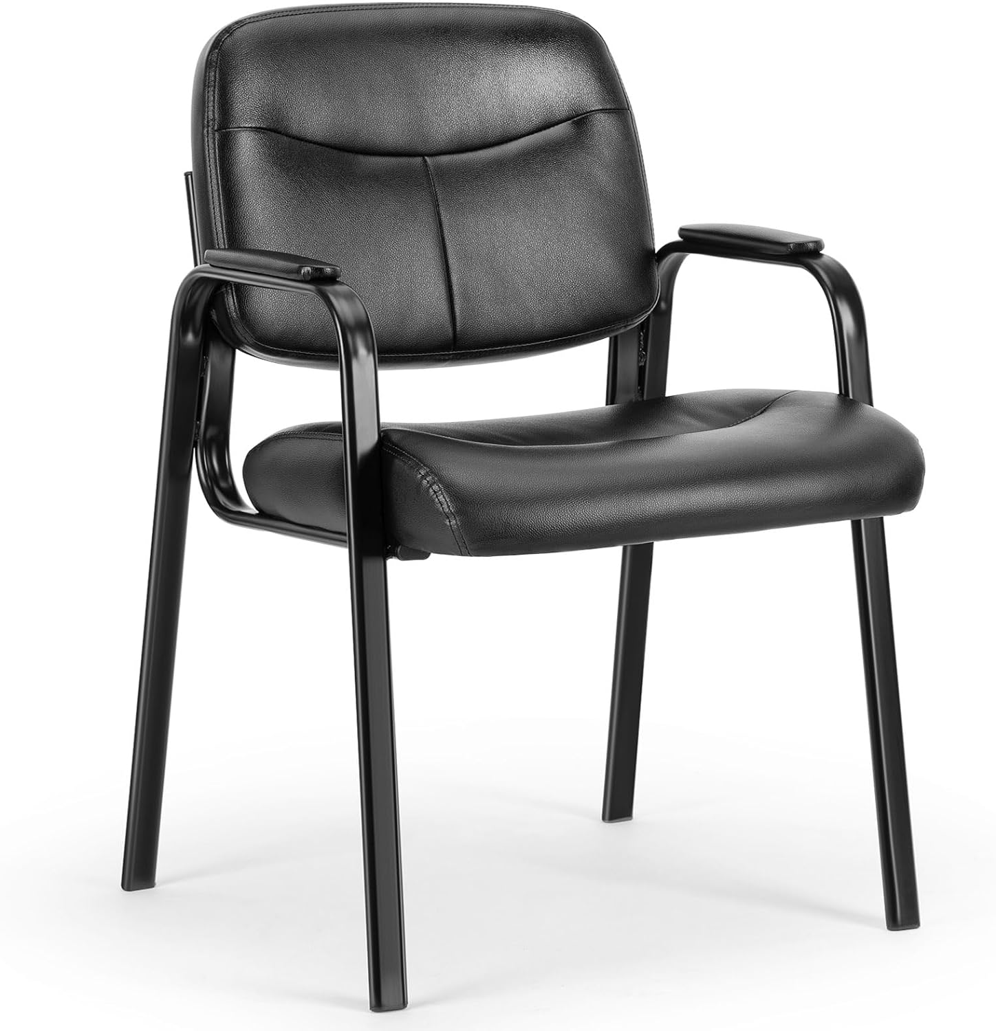 OLIXIS Guest Reception Chair - Waiting Room Chair with Fixed PU Leather Padded Armrest, Clinic Chairs with Lumbar Support,Office Desk Chairs Without Wheels for Restaurant, Library, Barber Store