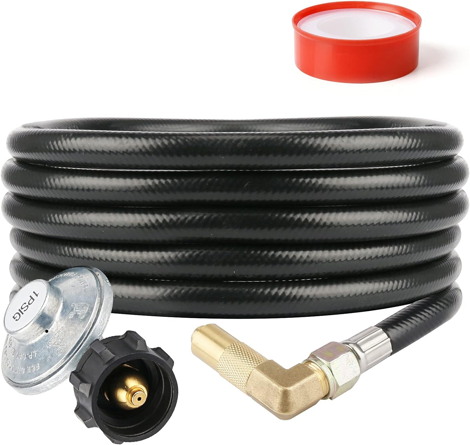 Uniflasy 12 Feet Propane Adapter Hose with Regulator for 17/22 Blackstone Griddle Grill, QCC1 Low Pressure Regulator Propane Hose Replacement Parts for 17/22 Inch Blackstone Tabletop Camper Grill