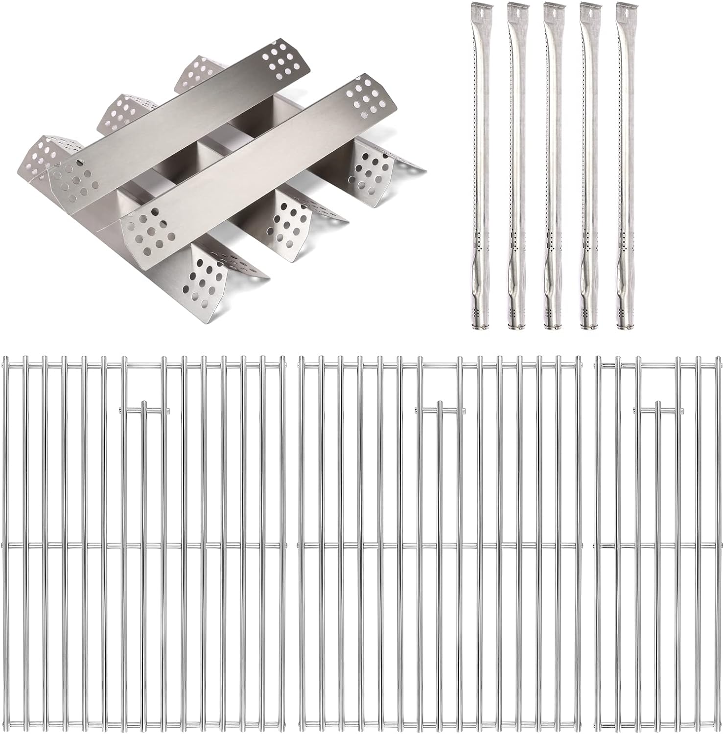 Uniflasy Replacement Parts Burner Heat Plate Cooking Grates for Nexgrill 720-0882A Evolution Infrared Plus 5-Burner Gas Grill Stainless Steel Repair Part kit for Nexgrill Cooking Grid with Side Burner