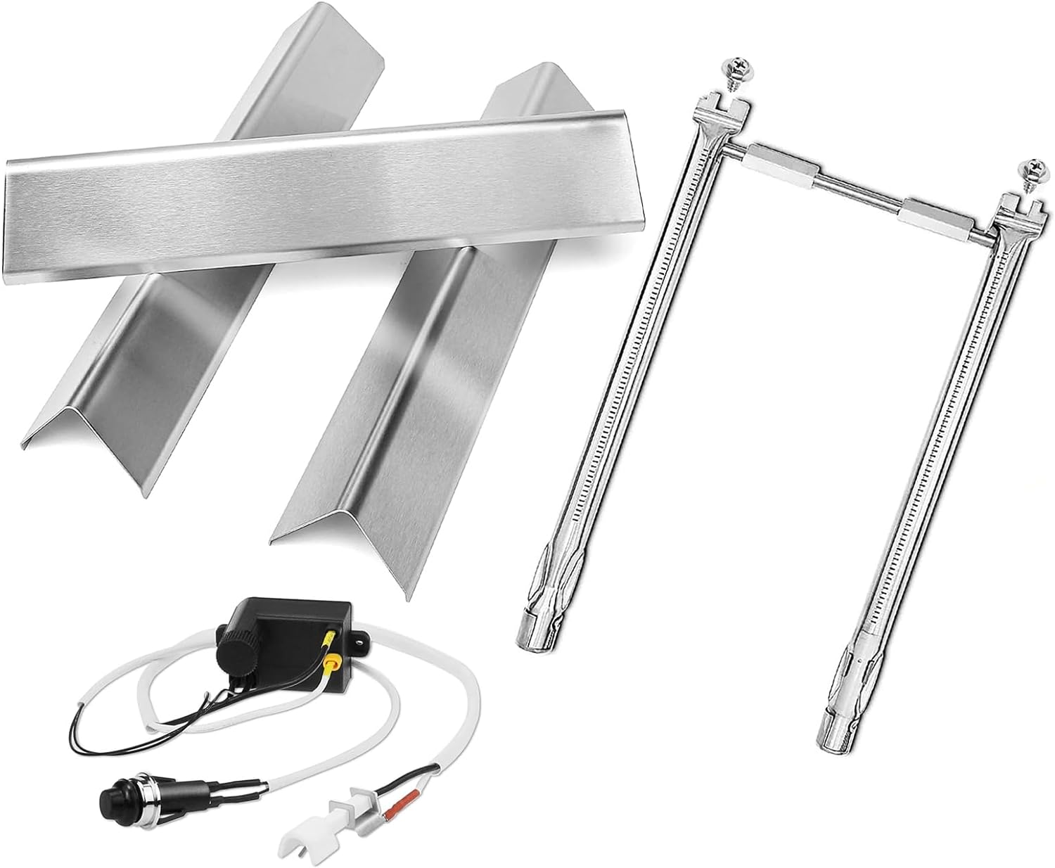 Uniflasy 7635 Flavorizer Bars,69785 Grill Burner and 7642 Igniter for Weber Spirit I & II 200 with Front Control, Spirit E210, E220, S210, S220, for Weber 7635 Bars and 304 Stainless Steel Burner