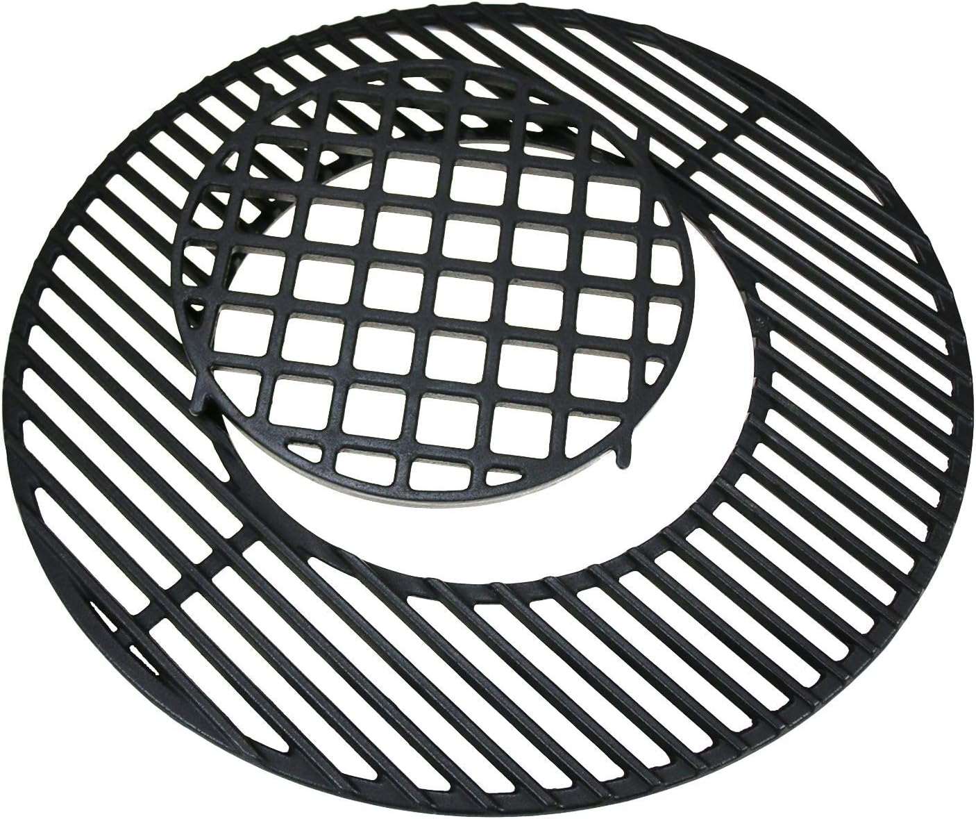 Uniflasy 8835 Cast Iron Gourmet BBQ System Cooking Grate for 22.5 inch Weber Kettle Grill, One-Touch Bar-B-Kettle Master-Touch, Performer, Recteq Bullseye, Barrel 22 Sear Charcoal Grill Accessories