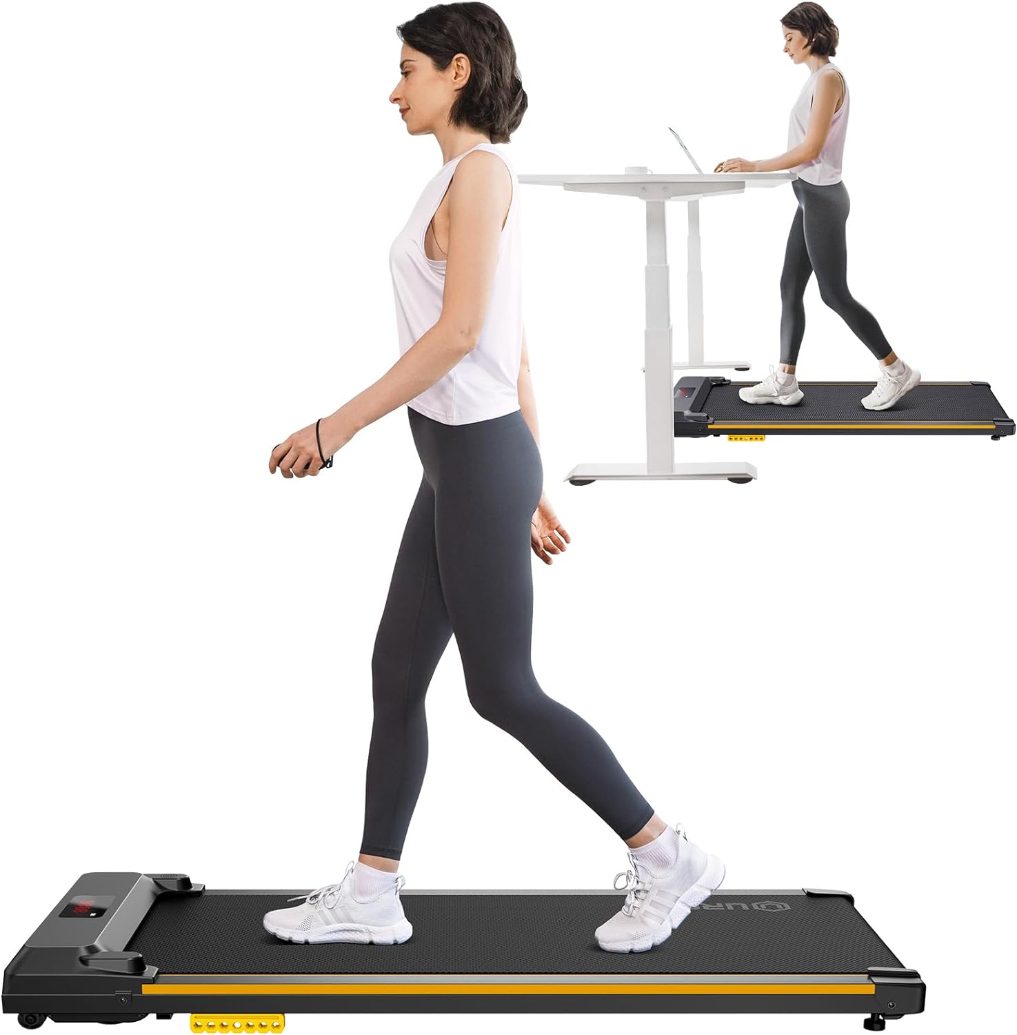 UREVO Walking Pad, Under Desk Treadmill, Portable Treadmills for Home/Office, Walking Pad Treadmill with Remote Control, LED Display