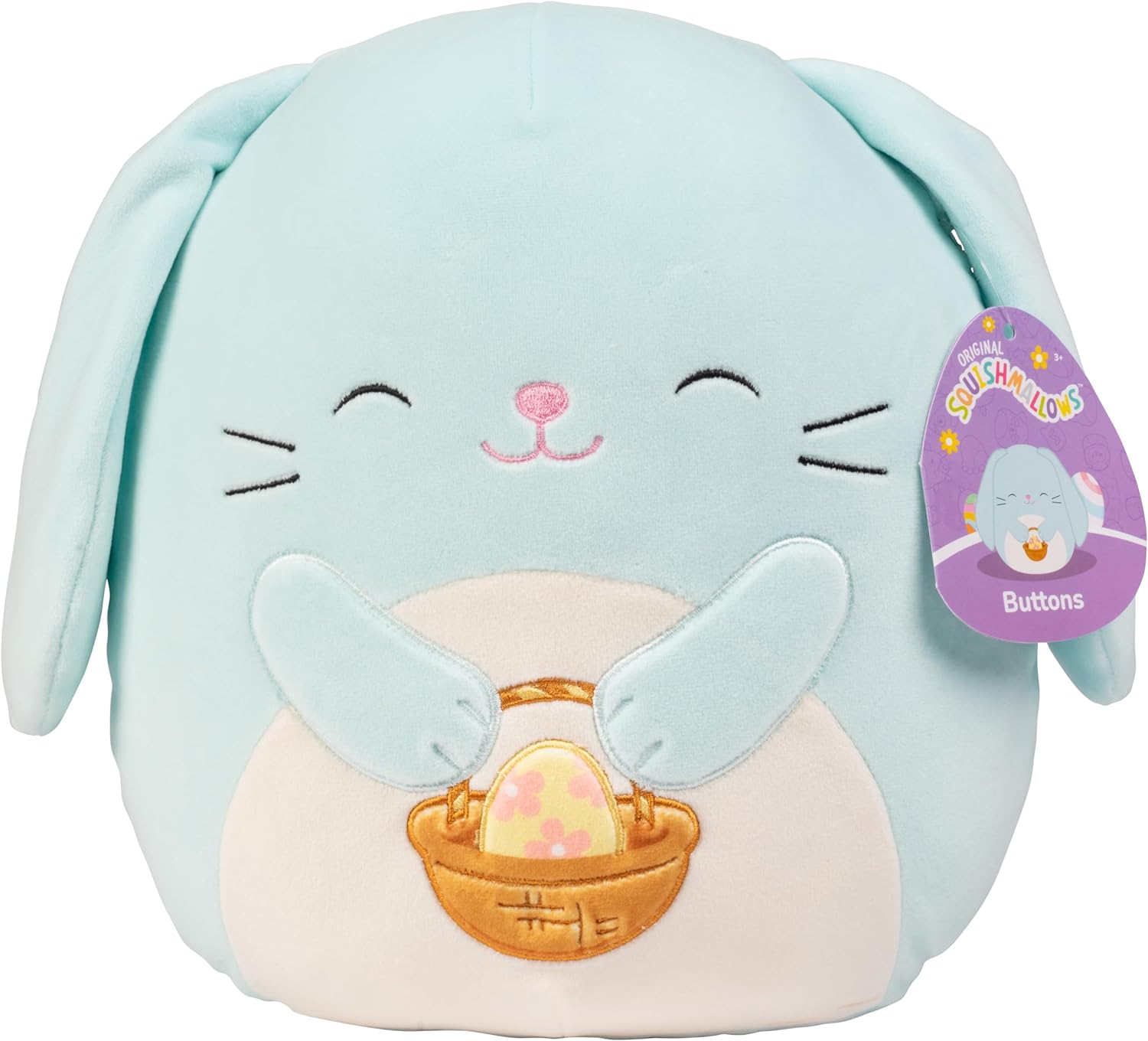 Squishmallows 10 Buttons The Bunny Easter Plush - Officially Licensed Kellytoy - Collectible Cute Soft & Squishy Bunny Stuffed Animal Toy - Add to Your Squad - Gift for Kids, Girls & Boys - 10 Inch