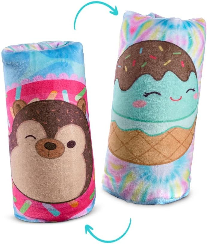 Top Trenz Squishmallows Flippin' Cute Reversible Water Wiggler, Sensory Plush Water Snake with Hans The Hedgehog & Maya The Mint Ice Cream, Classroom Fidget Toy & Party Favors (1 Water Wiggler Toy)