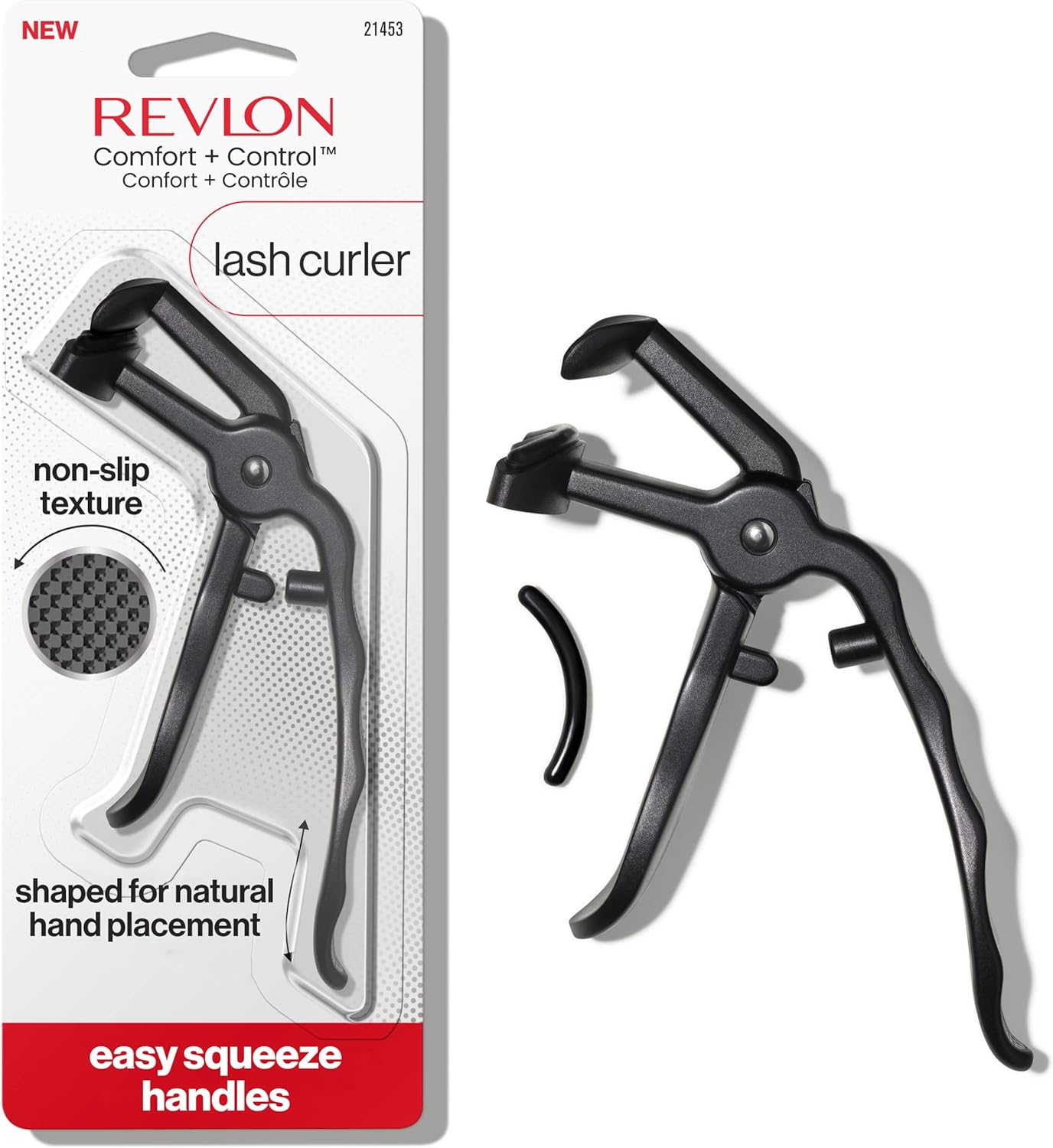 Revlon Comfort and Control Eyelash Curler, Easy to Use with Storage for Refill Pads