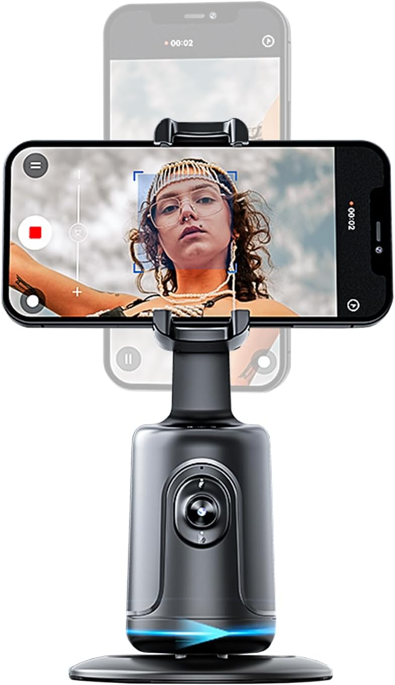 GREEN HOUSE Auto Face Tracking Phone Holder & Mount, 360Fast Rotation, Gimbal Stabilizer for Influencer Content Creating Vlog, YouTube, TikTok, Gesture Recognization, GH-USTTA-BK