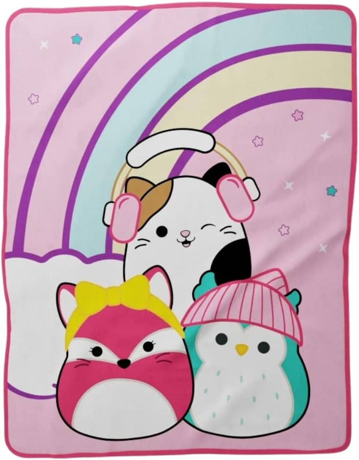 Squishmallows Kids Bedding Super Soft Micro Raschel Throw, 46 in x 60 in, By Franco