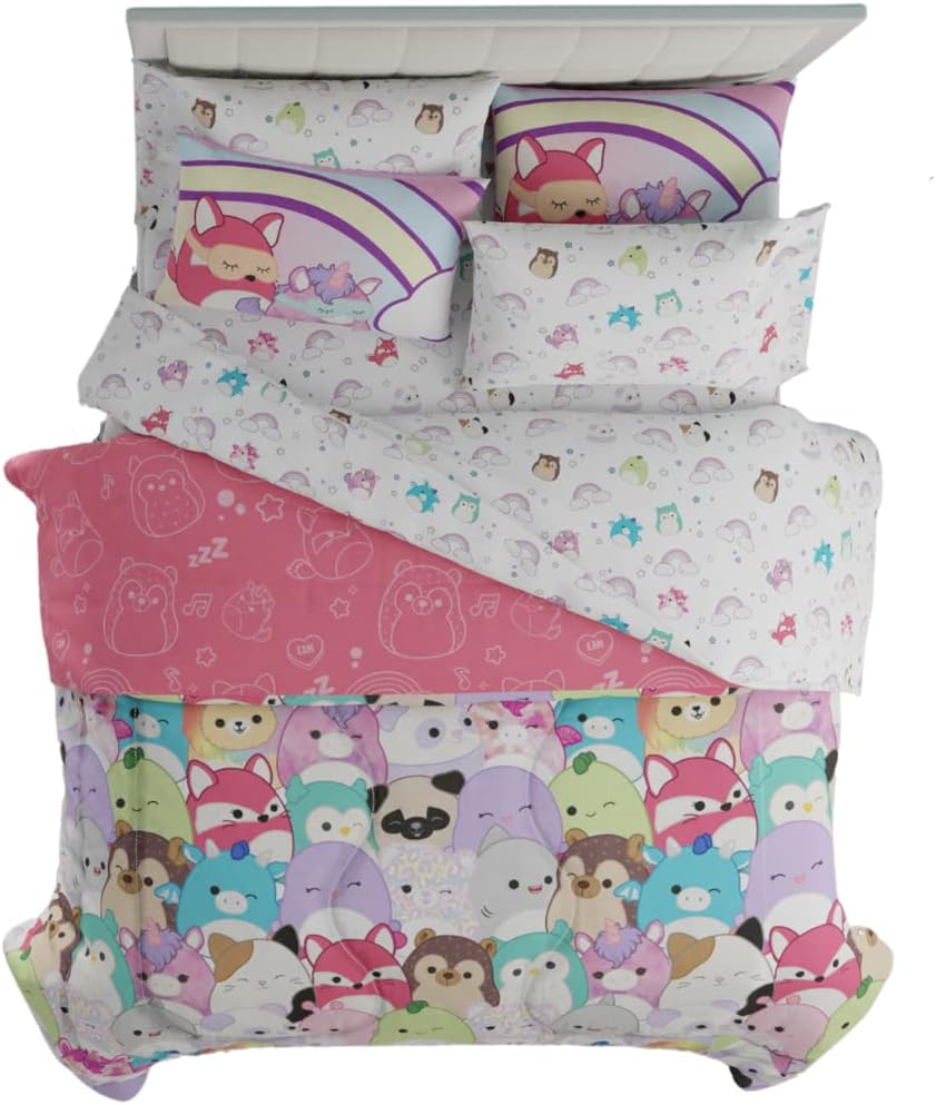 Franco Squishmallows Bedding Super Soft Comforter and Sheet Set with Sham, 7 Piece Queen Size