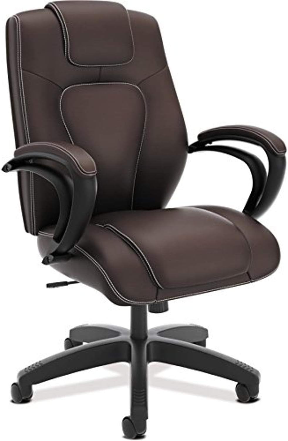 HON Managerial Office Chair- High-Back Computer Desk Chair with Loop Arms , Brown (VL402)