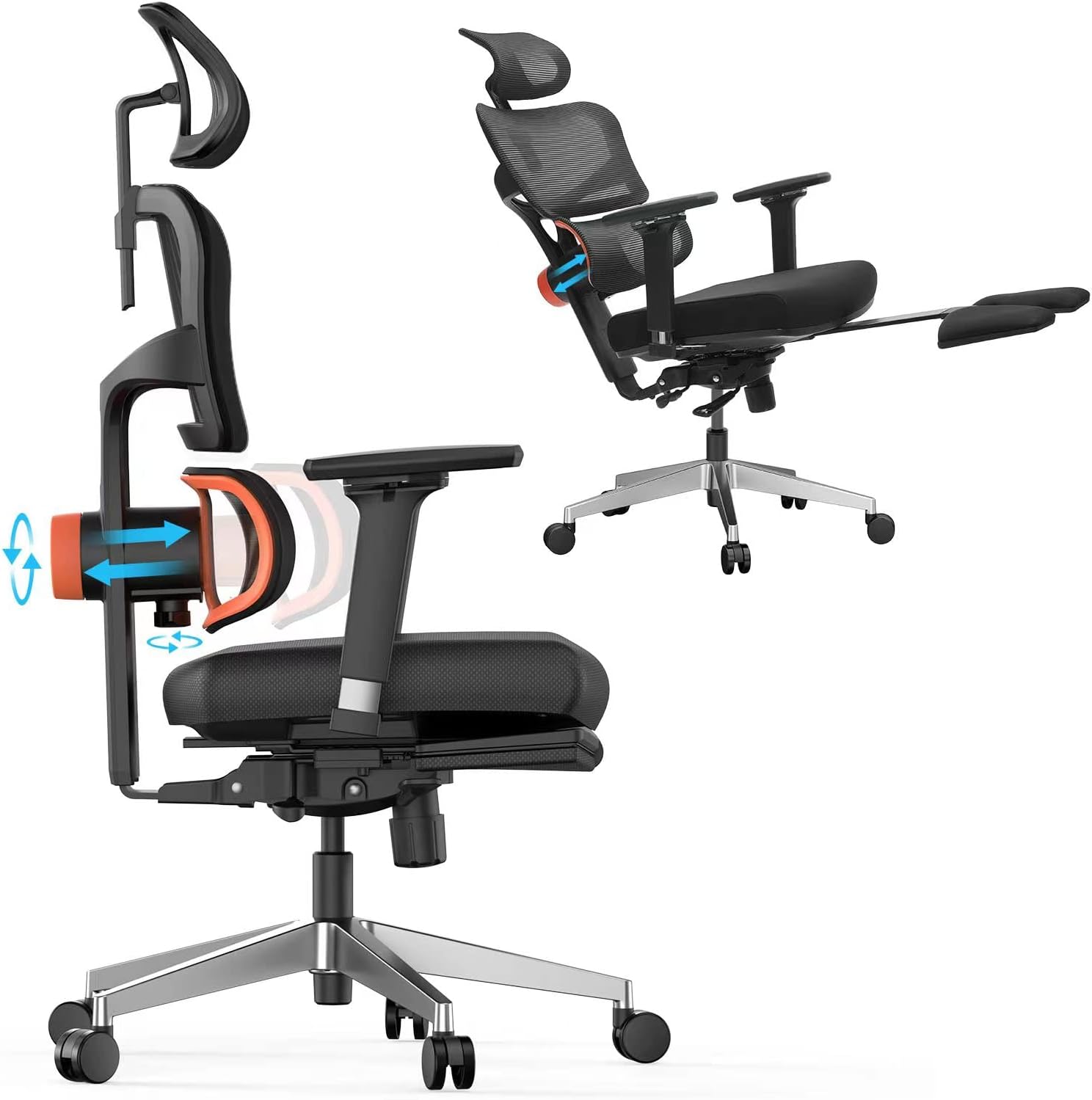 Newtral First Ergonomic Chair Adaptive Lower Back Support Reduces Lumbar 50% Pressureauto Chasing Mechanism Adjustable Headrest&Footrest4D Mesh