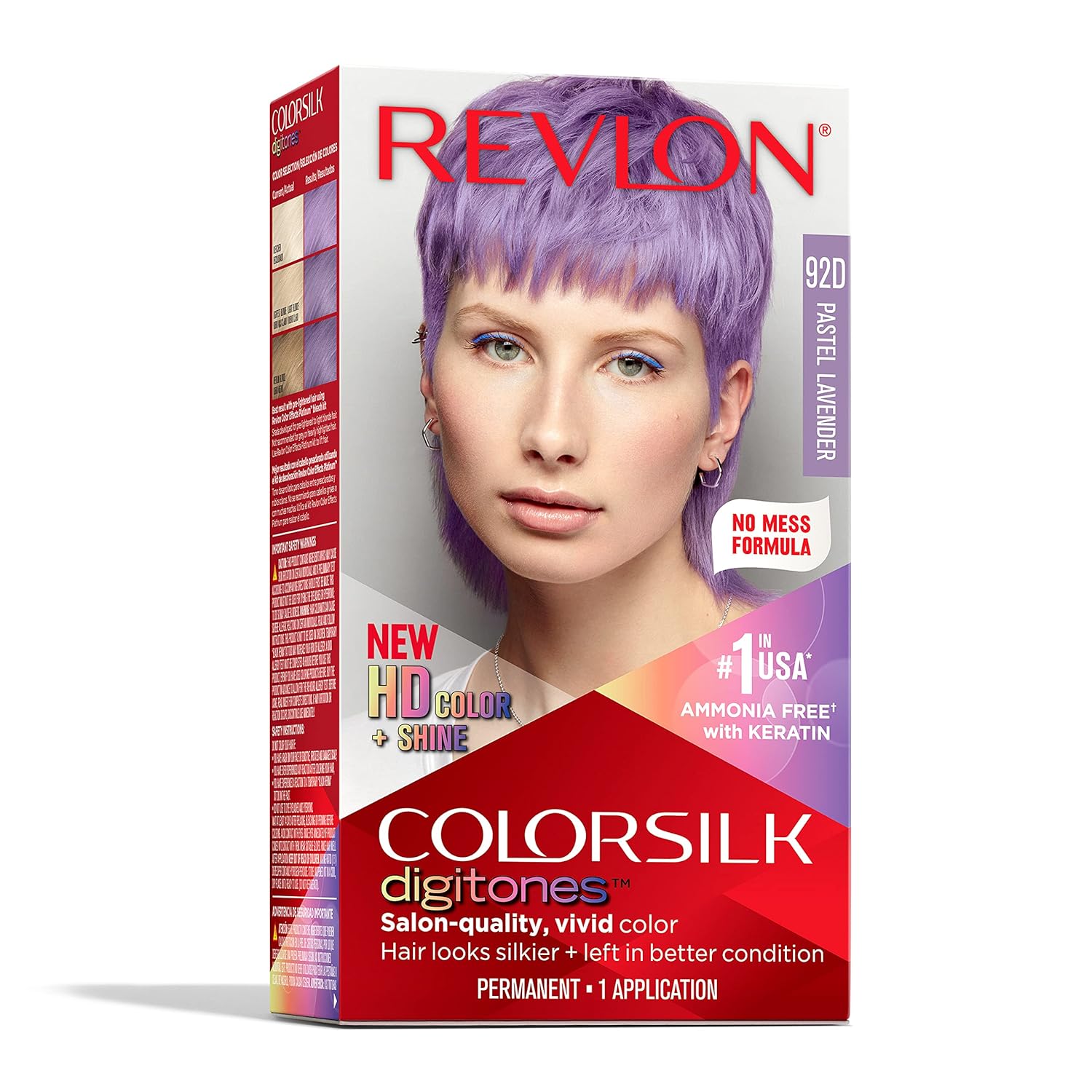 Revlon Permanent Hair Color ColorSilk Digitones with Keratin, 92D Pastel Lavender (Pack of 1)