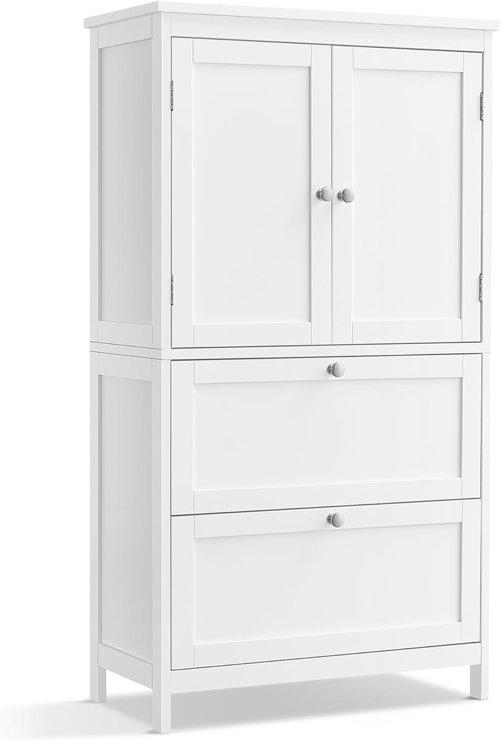 VASAGLE Bathroom Floor Storage Cabinet, Bathroom Storage Unit, Freestanding Bathroom Cabinet with 2 Drawers and 2 Doors, Adjustable Shelf, 11.8 x 23.6 x 43.3 Inches, White UBBC551P31