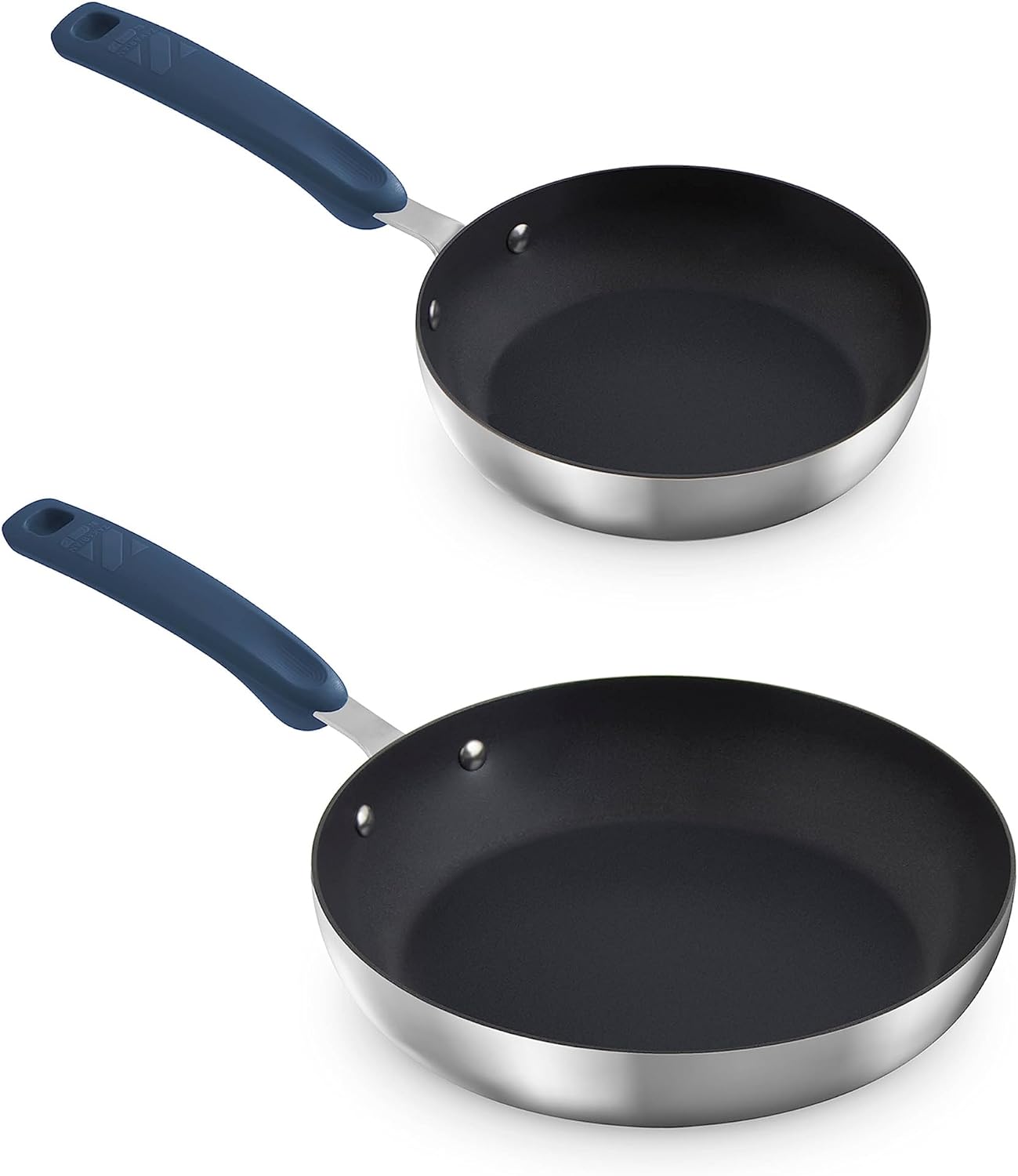 Zakarian by Dash 8 and 10 TruPro TriPly Nonstick Stainless Steel Fry Pan Set of Two