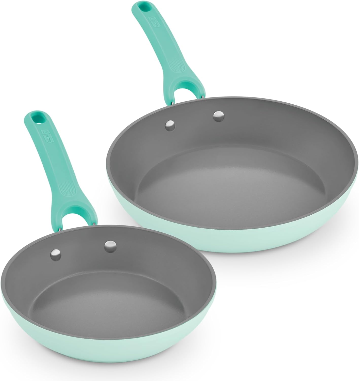 DASH Dream Green Ceramic Recycled Aluminum 9.5 & 11 Fry Pan Set of 2- Aqua