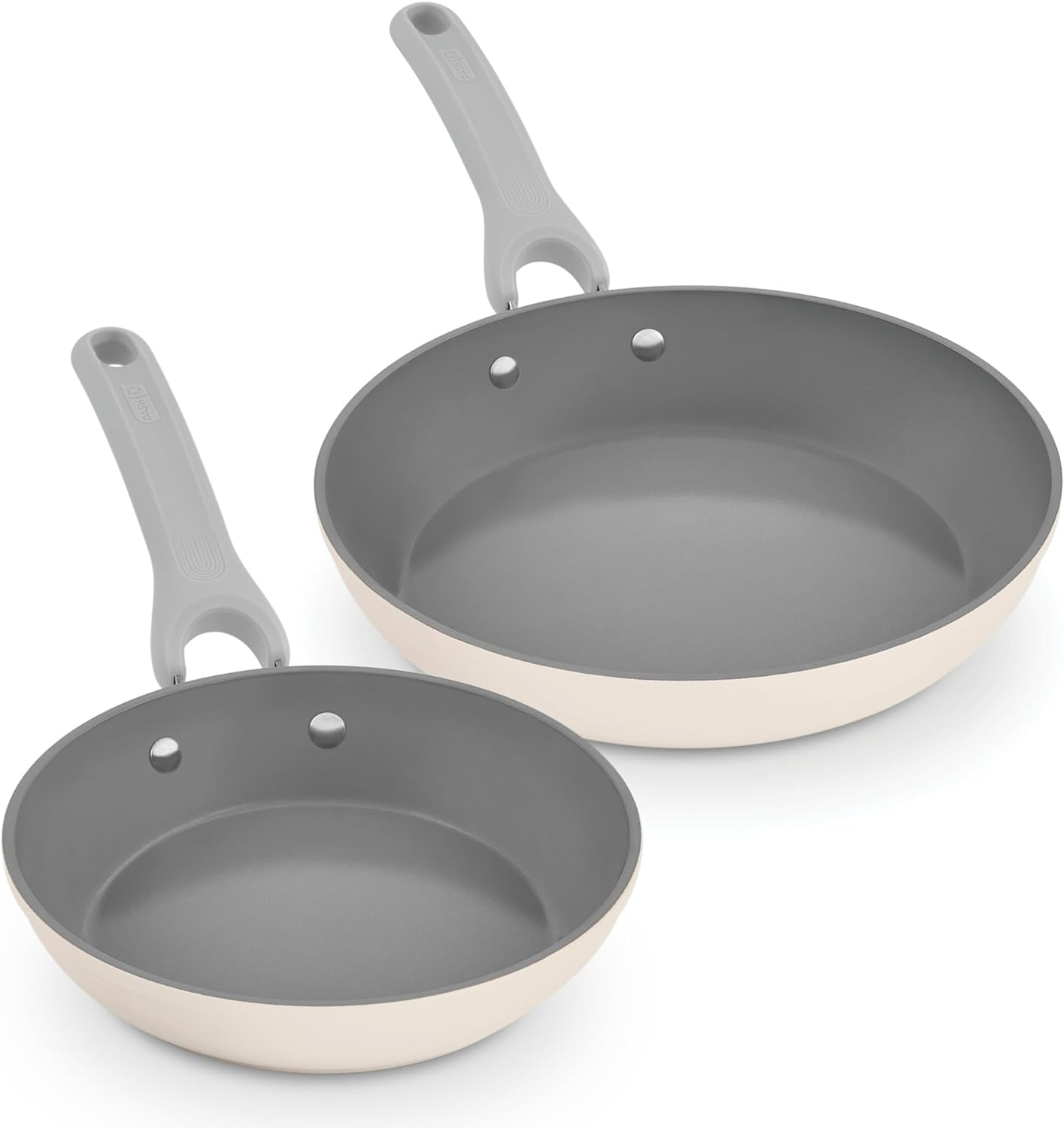 DASH Dream Green Ceramic Recycled Aluminum 9.5 & 11 Fry Pan Set of 2- Cream