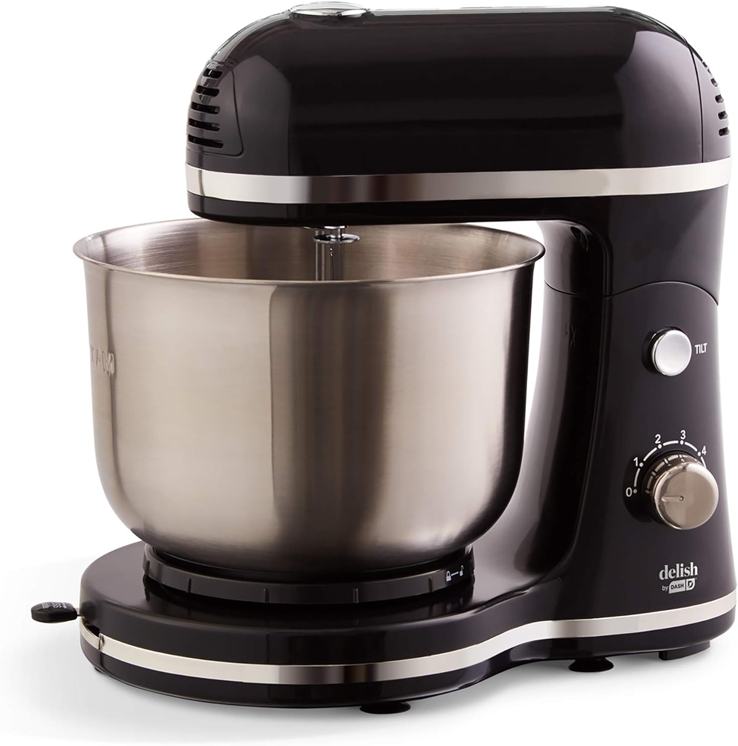 DASH Delish by DASH Compact Stand Mixer, 3.5 Quart with Beaters & Dough Hooks Included - Black