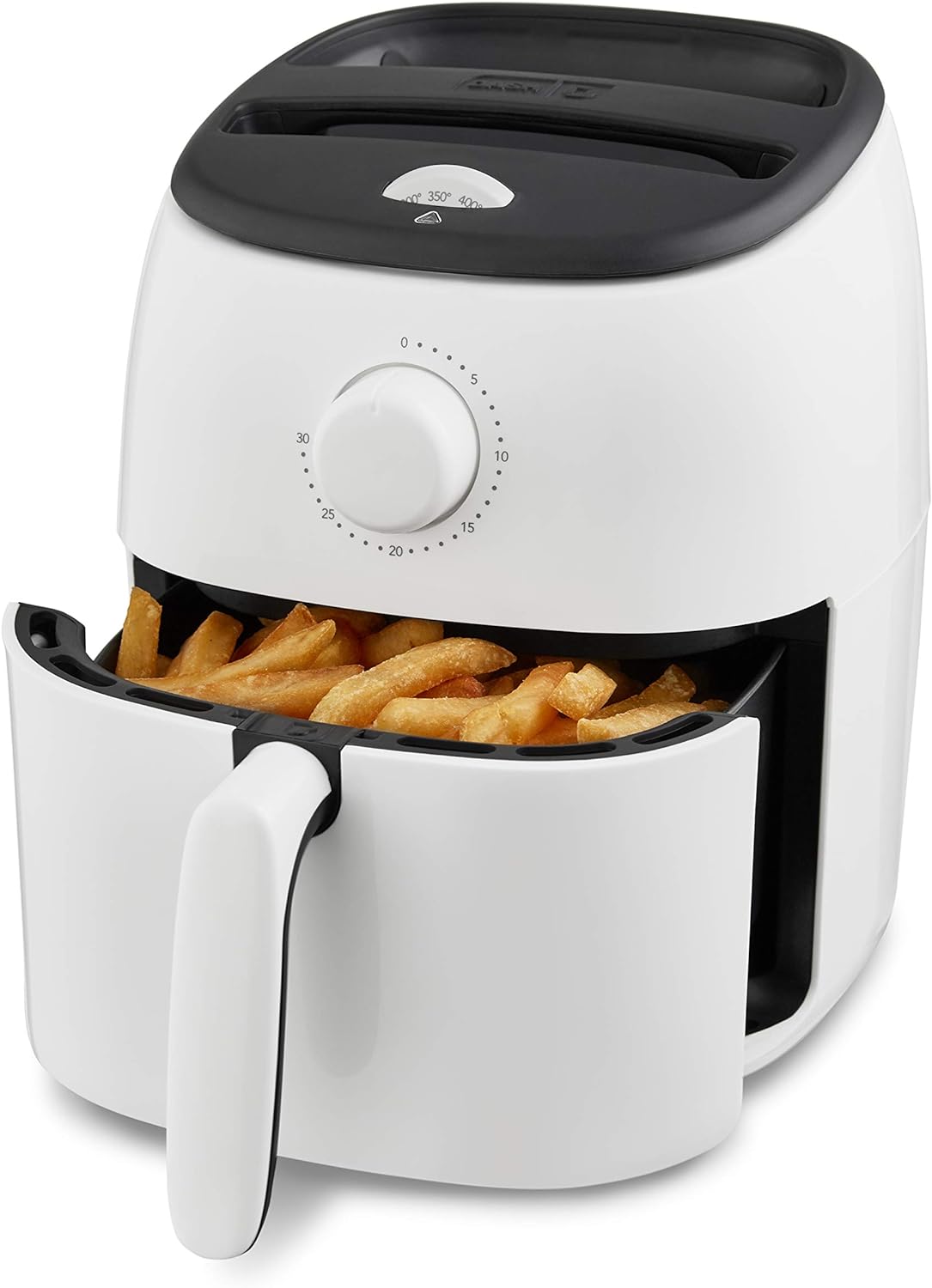 DASH Tasti-Crisp Electric Air Fryer Oven, 2.6 Qt., White  Compact Air Fryer for Healthier Food in Minutes, Ideal for Small Spaces - Auto Shut Off, Analog, 1000-Watt