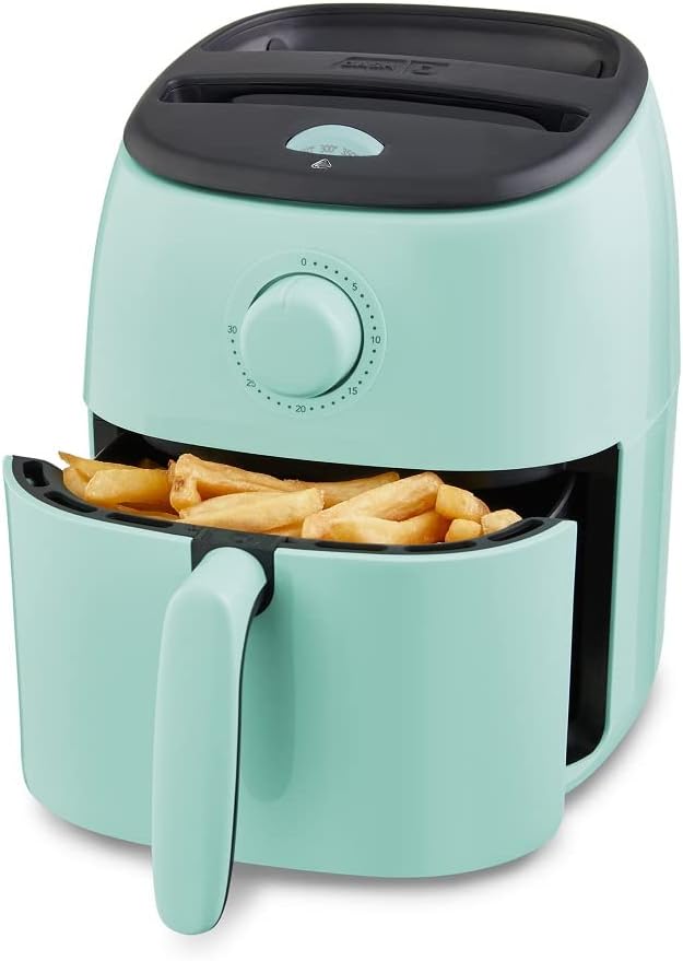 DASH Tasti-Crisp Electric Air Fryer Oven, 2.6 Qt., Aqua  Compact Air Fryer for Healthier Food in Minutes, Ideal for Small Spaces - Auto Shut Off, Analog, 1000-Watt