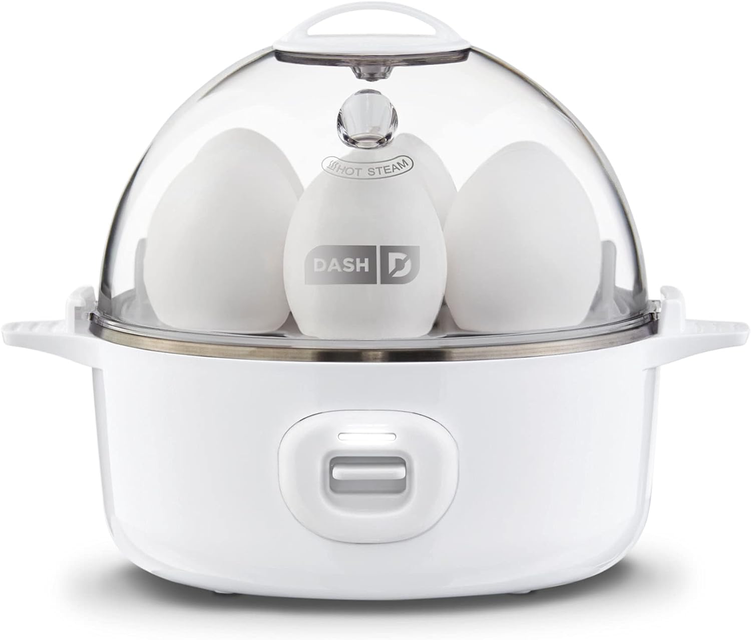 Dash Express Electric Egg Cooker, 7 Egg Capacity for Hard Boiled, Poached, Scrambled, or Omelets with Cord Storage, Auto Shut Off Feature, 360-Watt, White