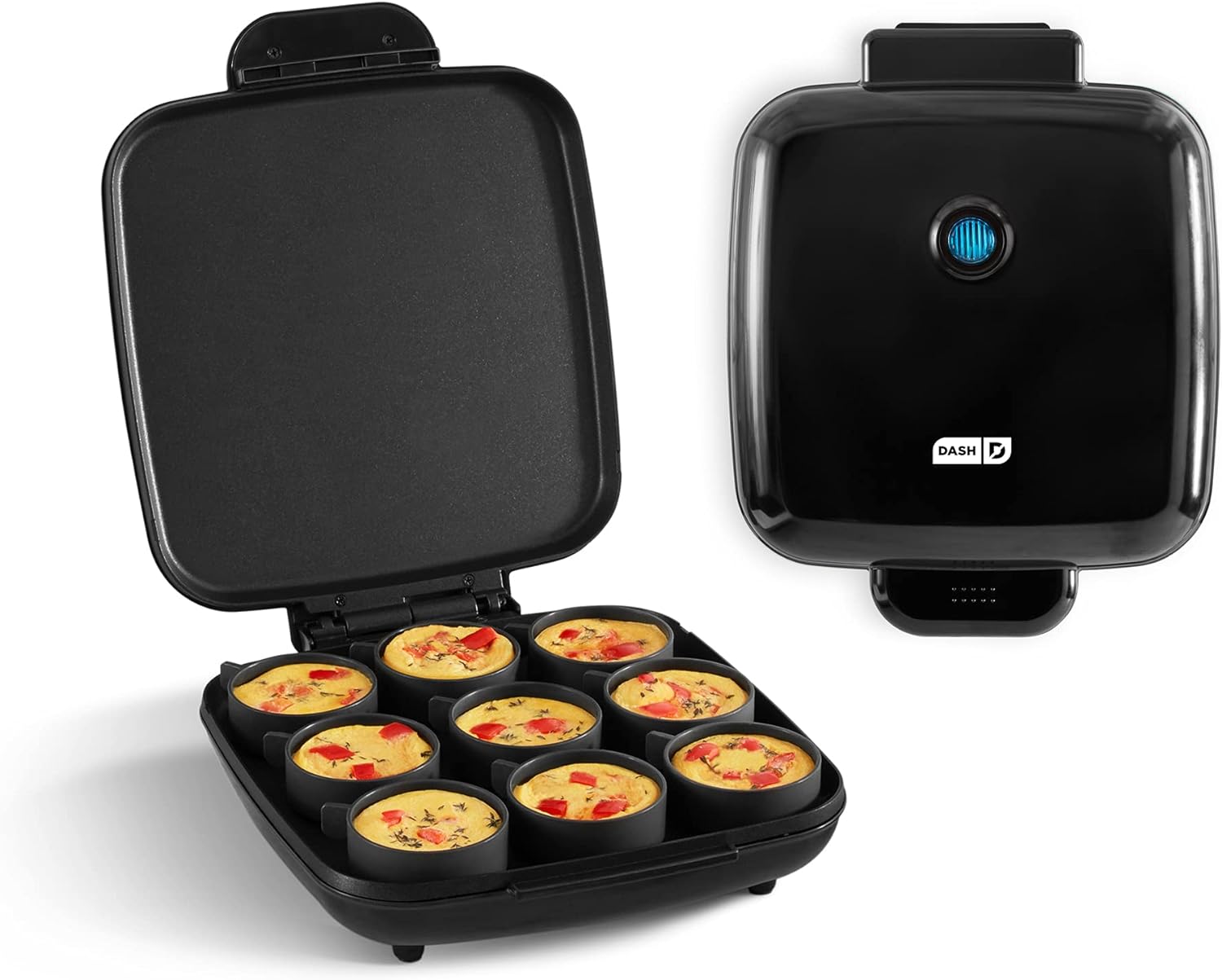 DASH Sous Vide StyleFamilySize Egg Bite Maker for Breakfast Bites, Sandwiches, Healthy Snacks or Desserts, Keto & Paleo Friendly (9 Servings), Black