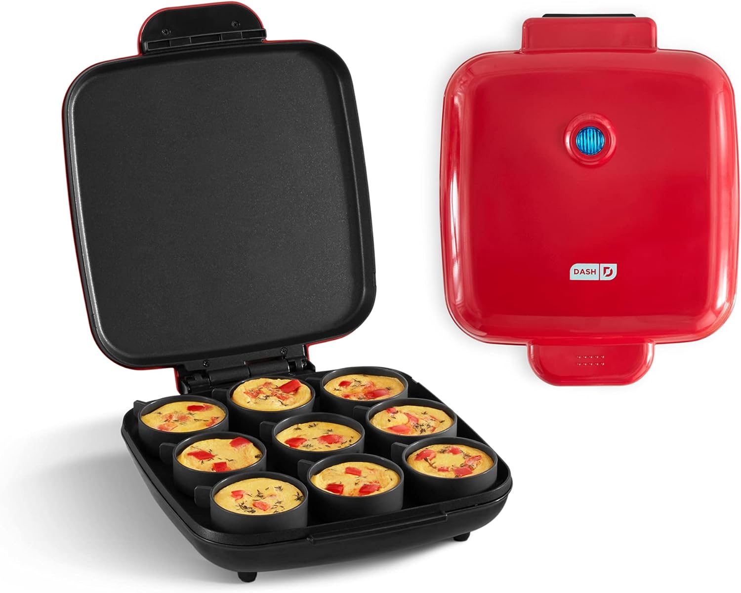 Dash Sous Vide StyleFamilySize Egg Bite Maker for Breakfast Bites, Sandwiches, Healthy Snacks or Desserts, Keto & Paleo Friendly (9 Servings), Red, 9 Egg Bites