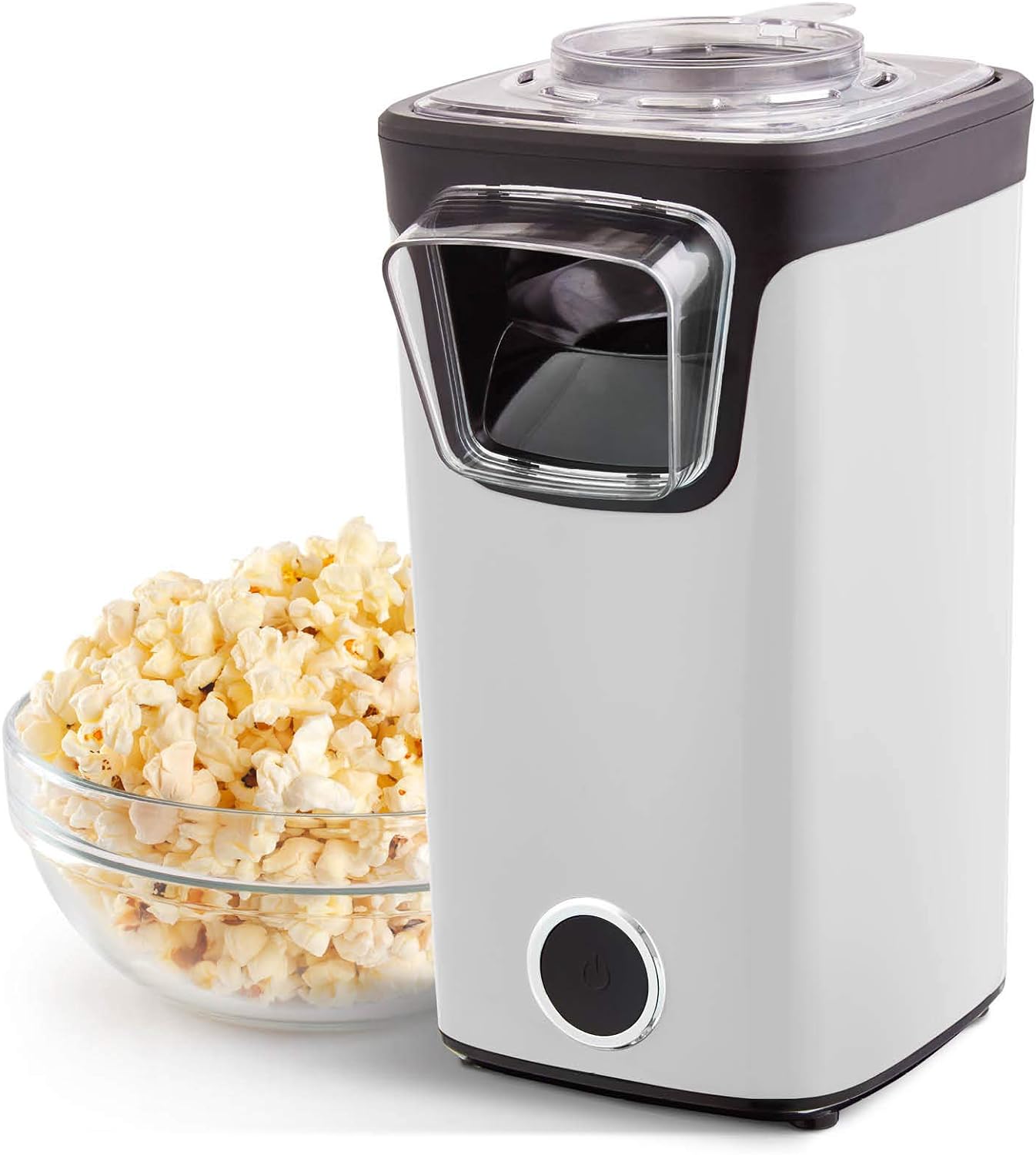 DASH Turbo POP Popcorn Maker with Measuring Cup to Portion Popping Corn Kernels   Melt Butter, 8 Cup Popcorn Machine - White