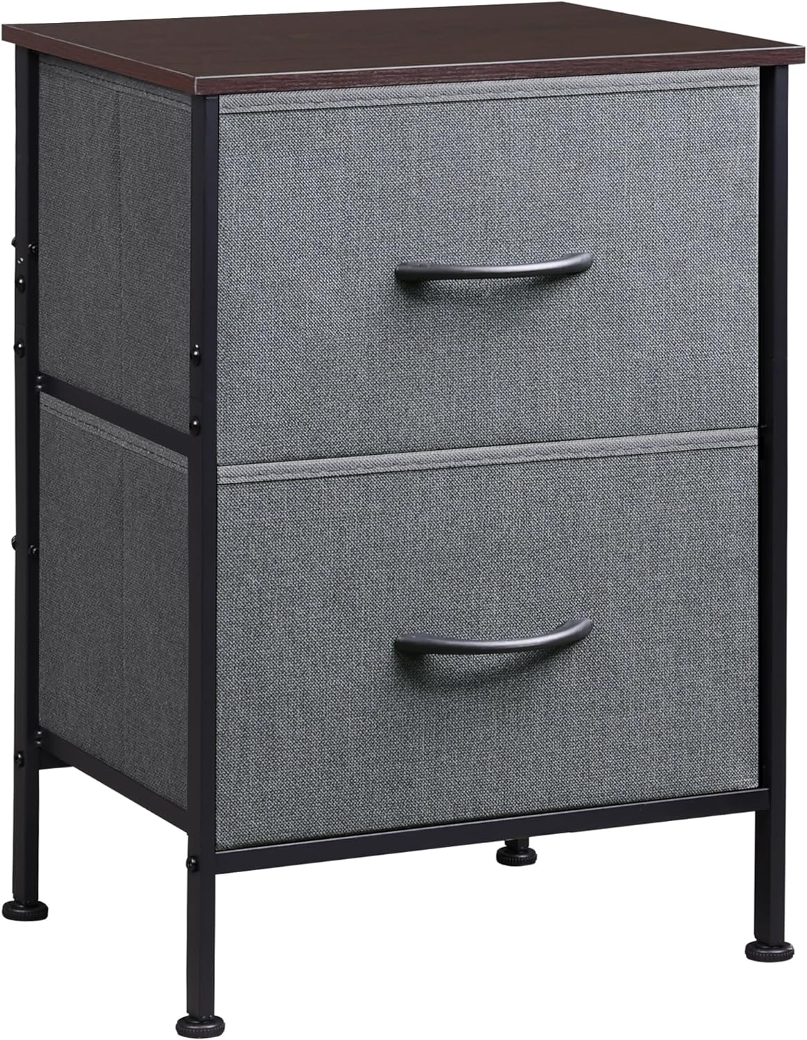 WLIVE Nightstand, Nightstand with 2 Drawers, Bedside Furniture, Night Stand, Small Dresser for Bedroom, College Dorm, End Table with Fabric Bins, Dormitory, Dark Grey, Size L