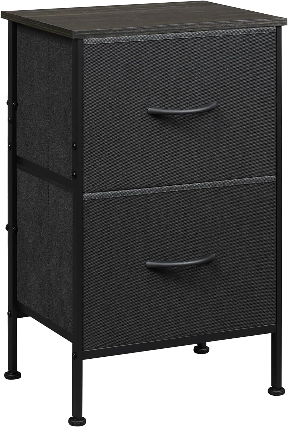 WLIVE Nightstand, Nightstand with 2 Drawers, Bedside Furniture, Night Stand, Small Dresser for Bedroom, College Dorm, End Table with Fabric Bins, Dormitory, Charcoal Black, Size L