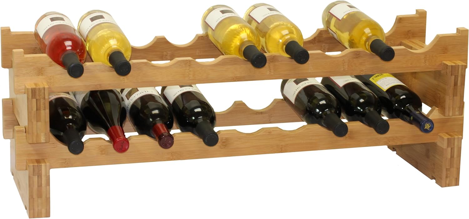 Oceanstar 18-Bottle Stackable Bamboo Wine Rack