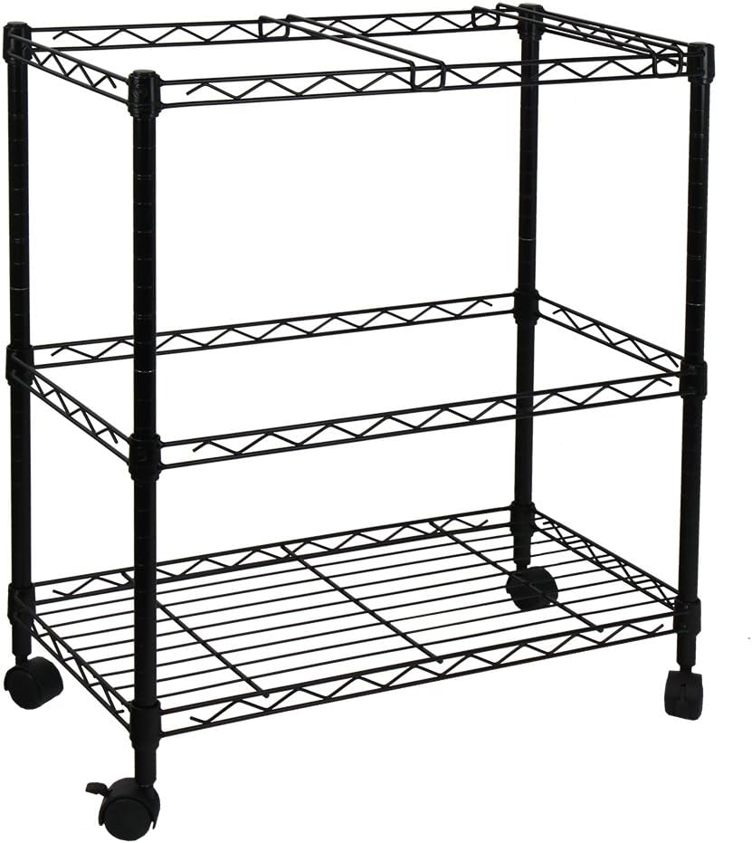 Oceanstar 2-Tier Metal Rolling File Cart, 24 in, Black