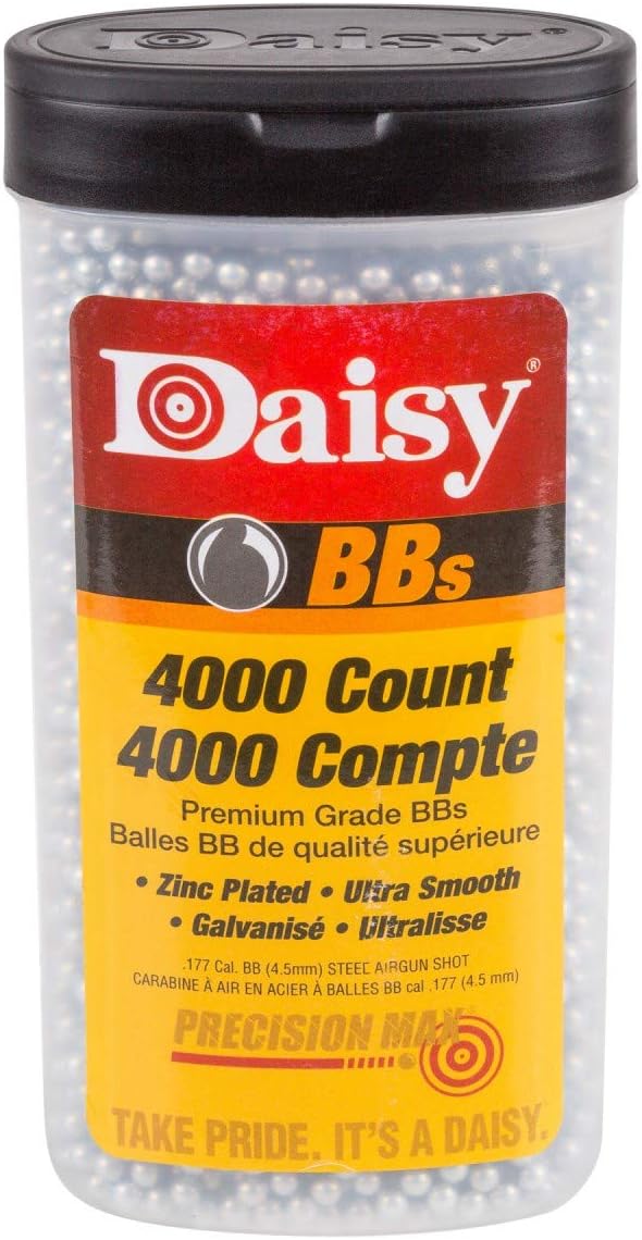 why you should consider buying the Daisy 4000-Count Precisionmax .177 Cal, 4.5 mm Premium Grade BBS Bottle on Amazon:1. High-quality ammunition: The Daisy Precisionmax BBS are premium grade, ensuring consistent performance and accuracy. They are precision-engineered to provide reliable and accurate shots, making them ideal for target practice and plinking.2. Large quantity: The bottle contains 4000 BBs, which is a significant amount of ammunition. This ensures that you have enough BBs for multip