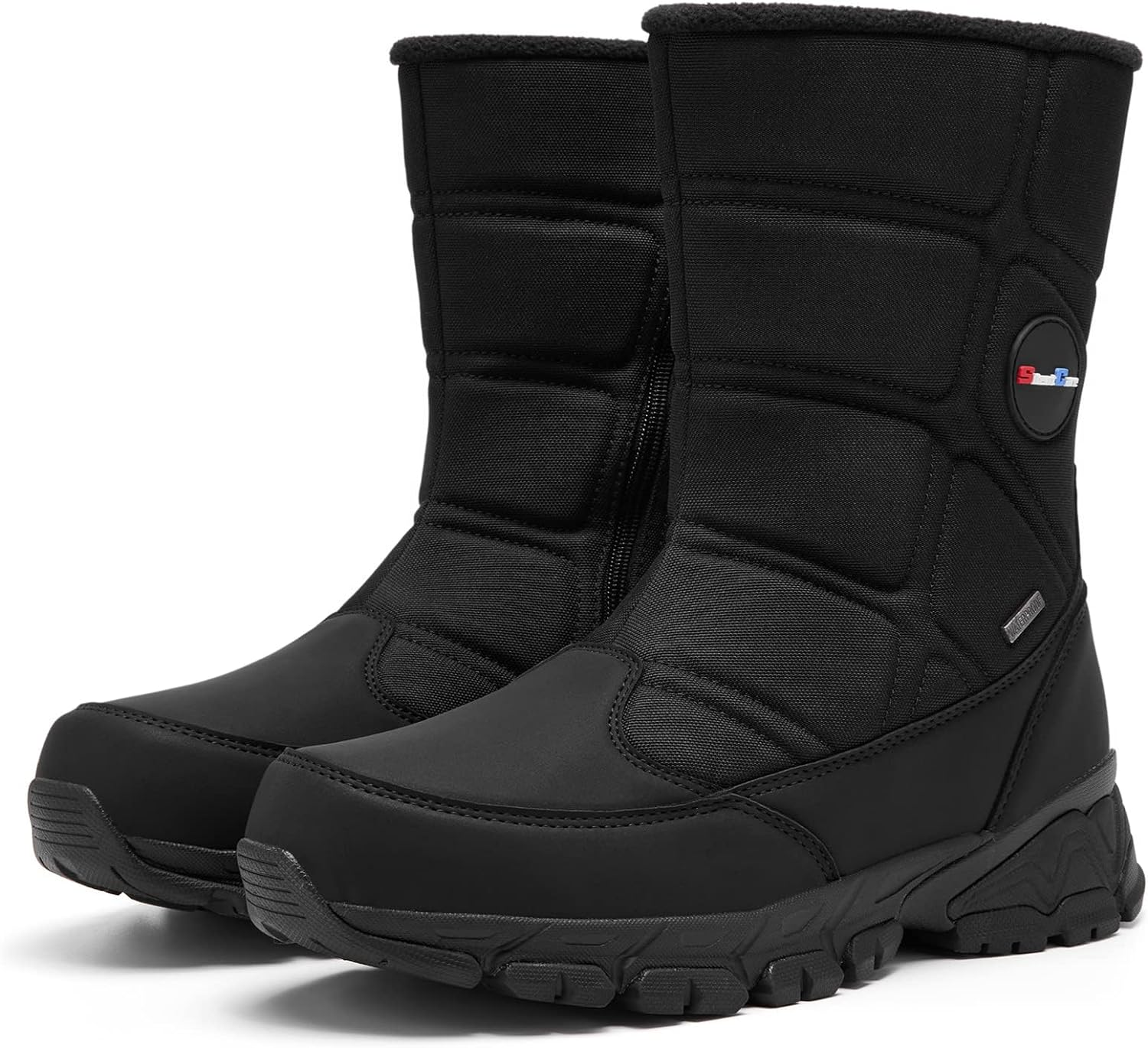 SILENTCARE Men' Winter Waterproof Snow Boots Warm Slip On Mid-Calf Zipper Booties Lightweight Outdoor Athletic