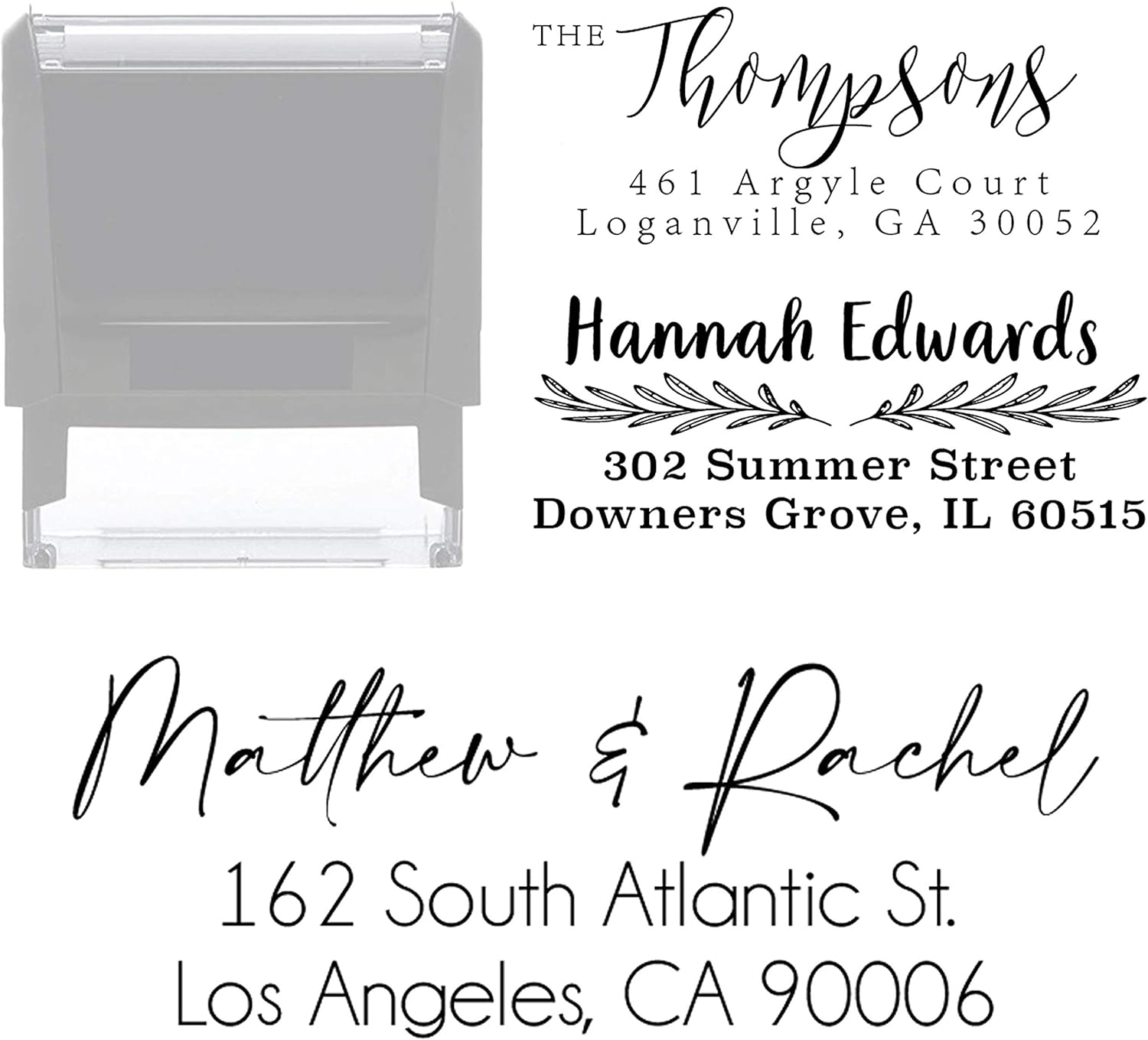 Address Stamp Choose Design! Custom Personalized Self Inking Return Address Stamp - Great Wedding, Housewarming or Client Gift Rubber or Wood Handle Business Christmas Stamper (Design 2)