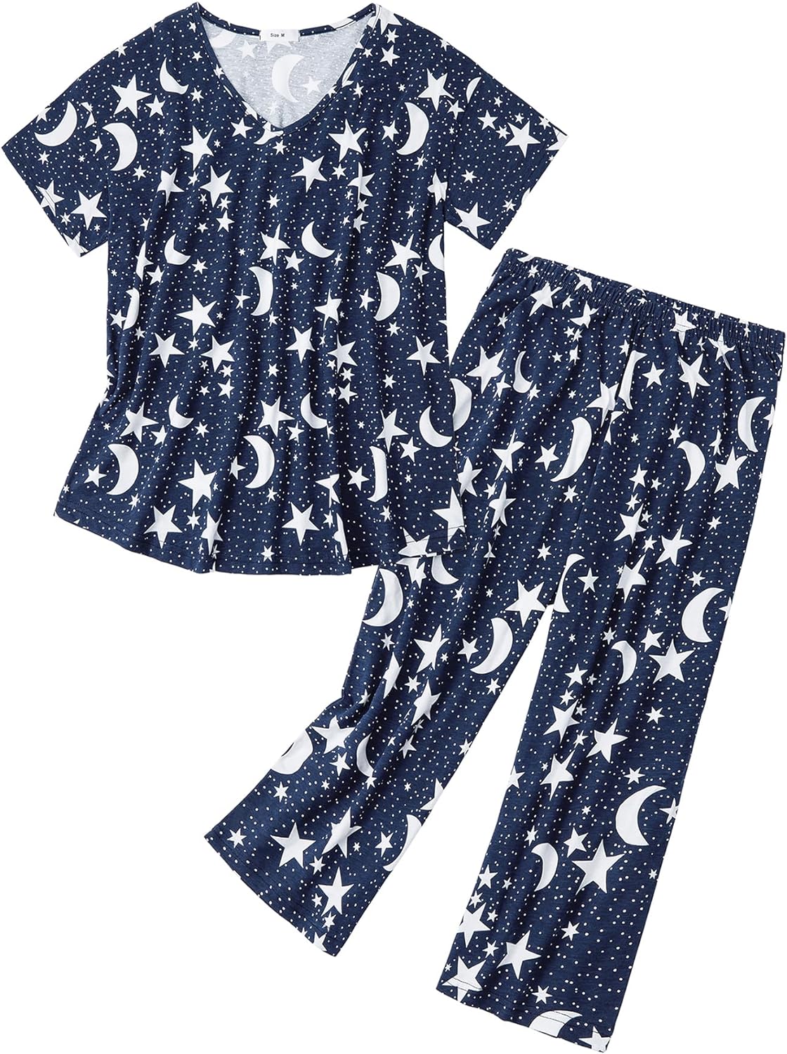 Zando Pajamas for Women 2 Piece Lounge Sets Cartoon Pajama Set Sleep Matching Sets with Pants Capri PJS Print Sleepwear