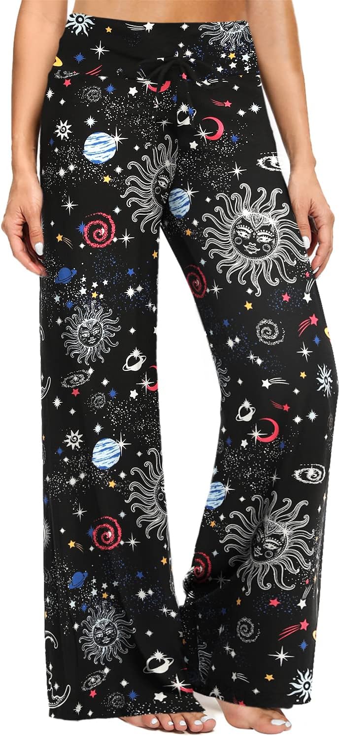 ZOOSIXX Soft Black Pajama Pants for Women, Plaid Comfy Casual Lounge Yoga Pants