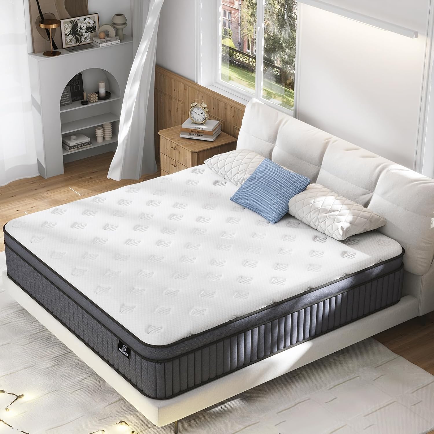 EEN EEN SLEEP Queen Mattress - Upgrade Strengthen - 14 Inch Hybrid Queen Size Mattresses in a Box, Mattress Queen Size with Memory Foam and Independent Pocket Springs, Strong Edge Support, Medium Firm