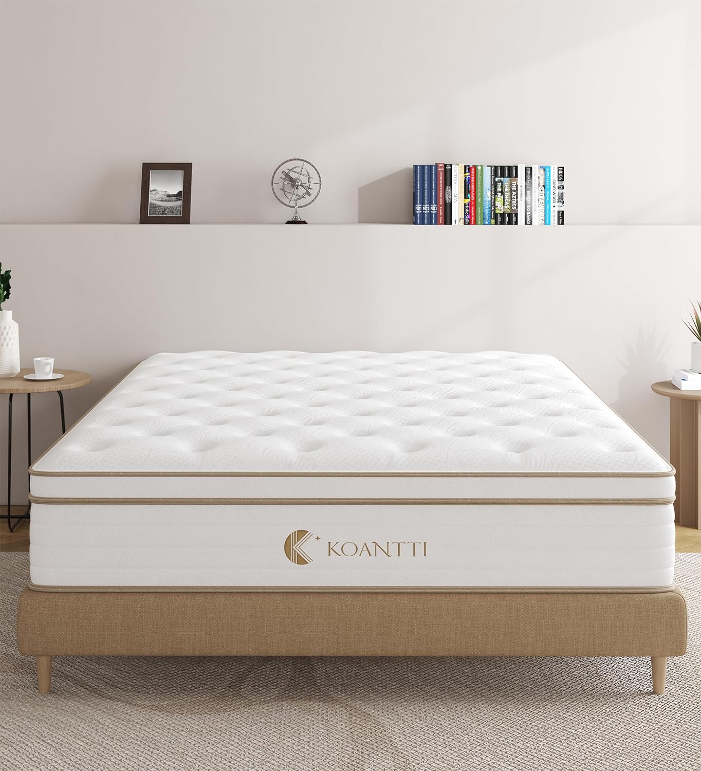 KOANTTI Queen Size Mattress,12 Inch Memory Foam Hybrid Mattress in a Box with Individual Pocket Spring,for Pressure Relief Motion Isolation Queen Size White Mattresses,CertiPUR-US.