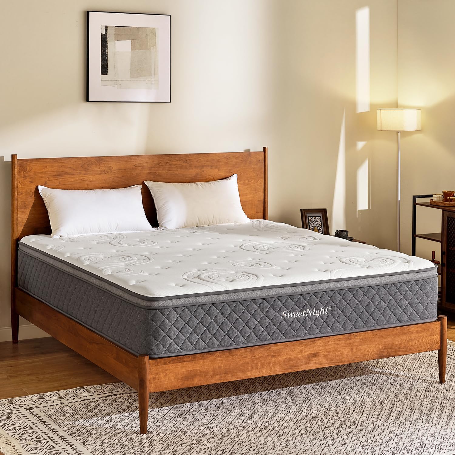 Sweetnight King Mattress - 12 Inch King Size Hybrid Mattress, Bamboo Charcoal Foam King Bed Mattress with Pocketed Coils for Comfort Sleep and Balanced Support