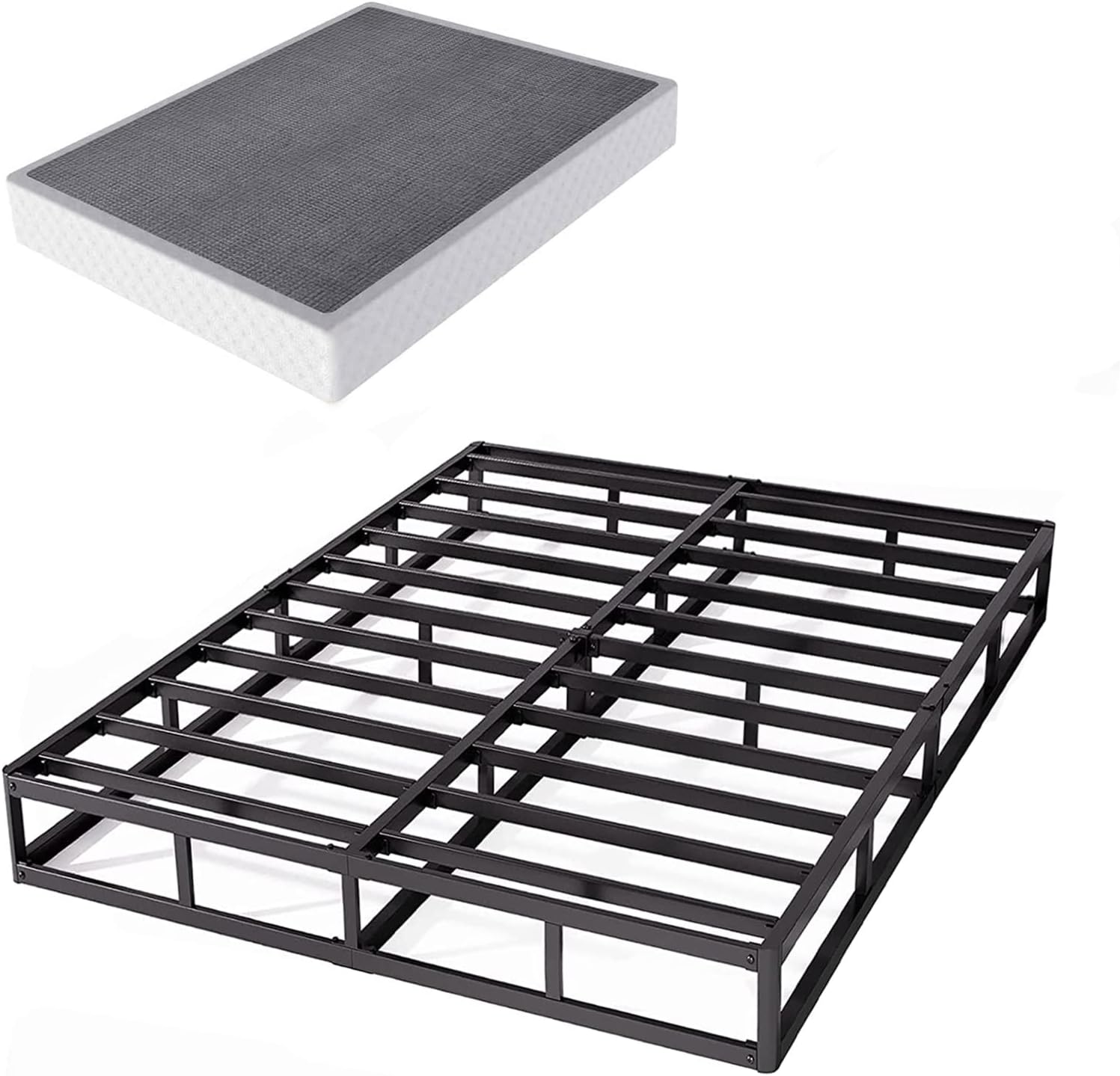 ZIYOO Full Box Spring and Cover 9 Inch High Profile Easy Assembly,Mattress Foundation/Heavy Duty Metal Steel Structure/Quiet Noise-Free Accessory