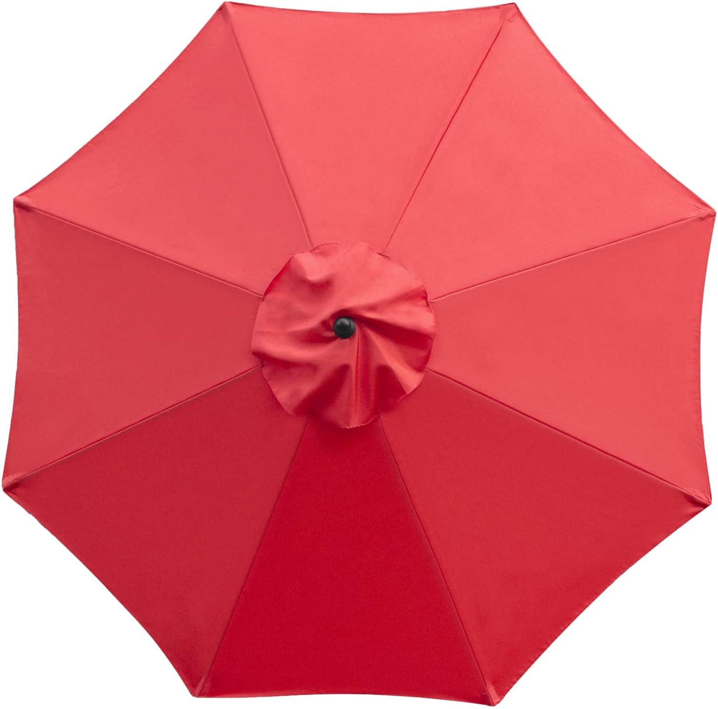 Had ordered a turquoise umbrella canopy, but it was too small a size. This one fits beautifully, and it seems a lot sturdier, in terms of the fabric quality. It' a lovely vermillion color, which matches accents on my home. Works perfectly!