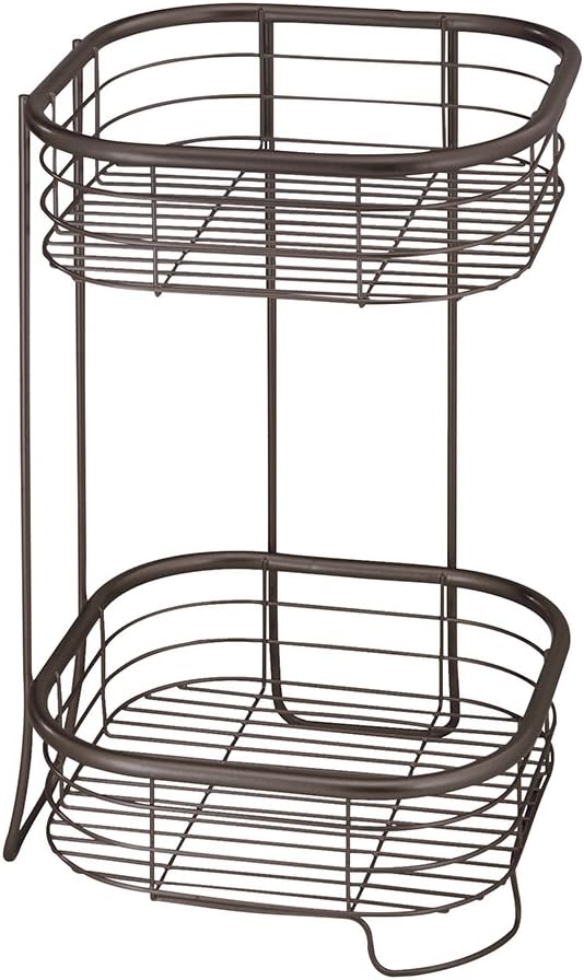 iDesign Forma Free Standing Bathroom or Shower Storage Shelves for Towels, Soap, Shampoo, Lotion, Accessories - 2 Tier, Bronze